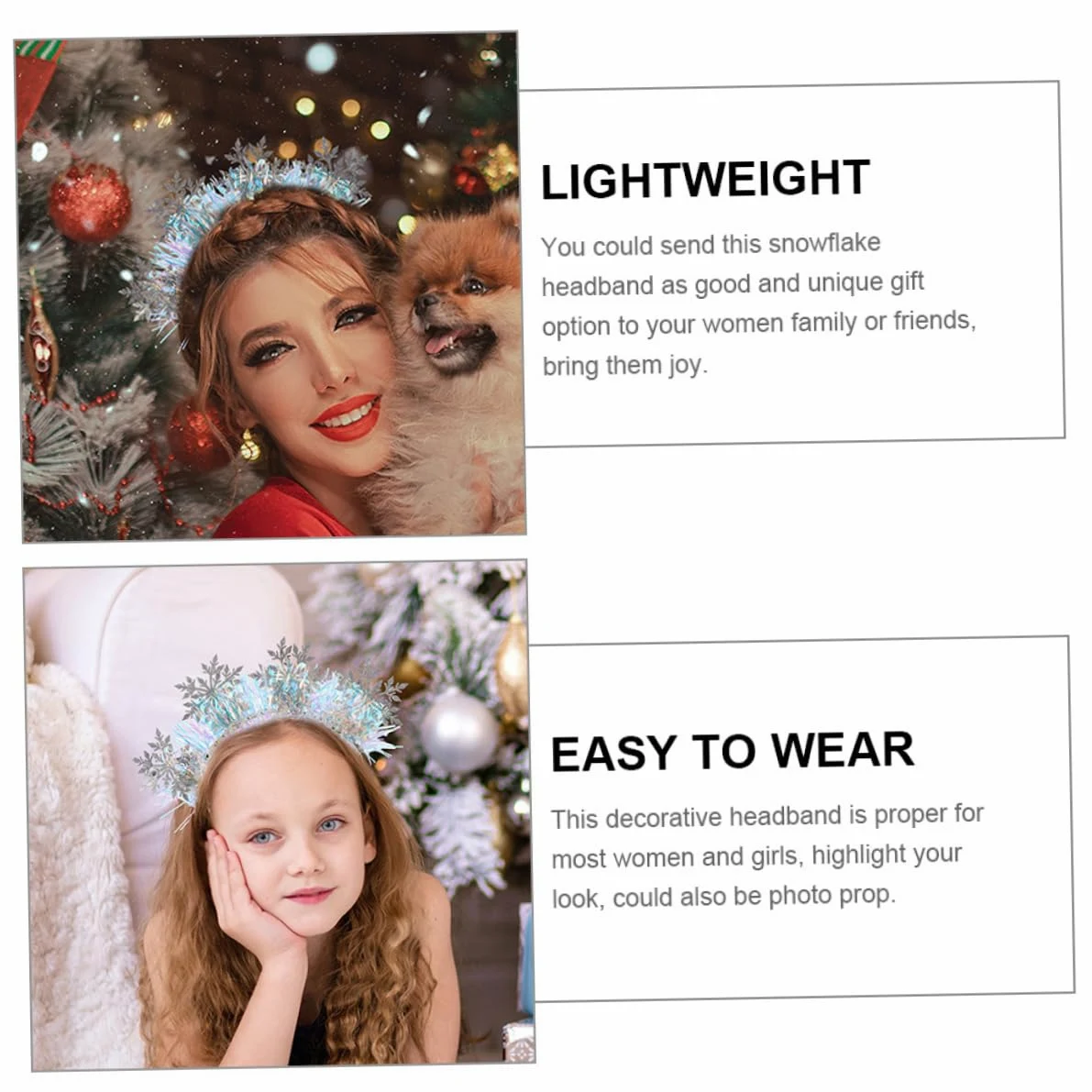 Beaupretty 3pezzi Fascia per Capelli Fiocchi di Fascia per Capelli Glitter per Feste di Natale Natalizi per Ragazza