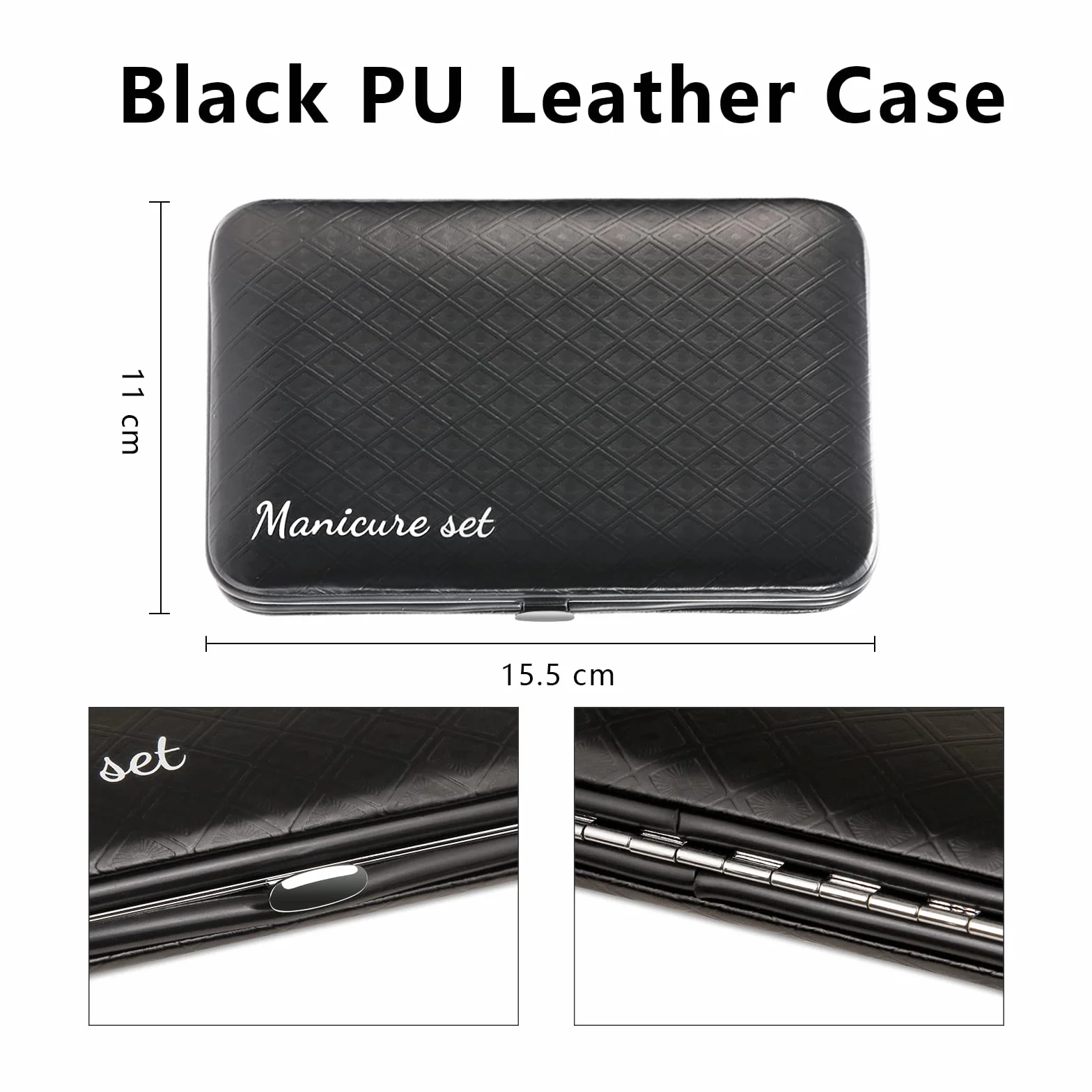 Tagliaunghie Set Professionale Grooming Kit 23pcs Manicure Pedicure Custodia Viaggio Pelle Nero Argento