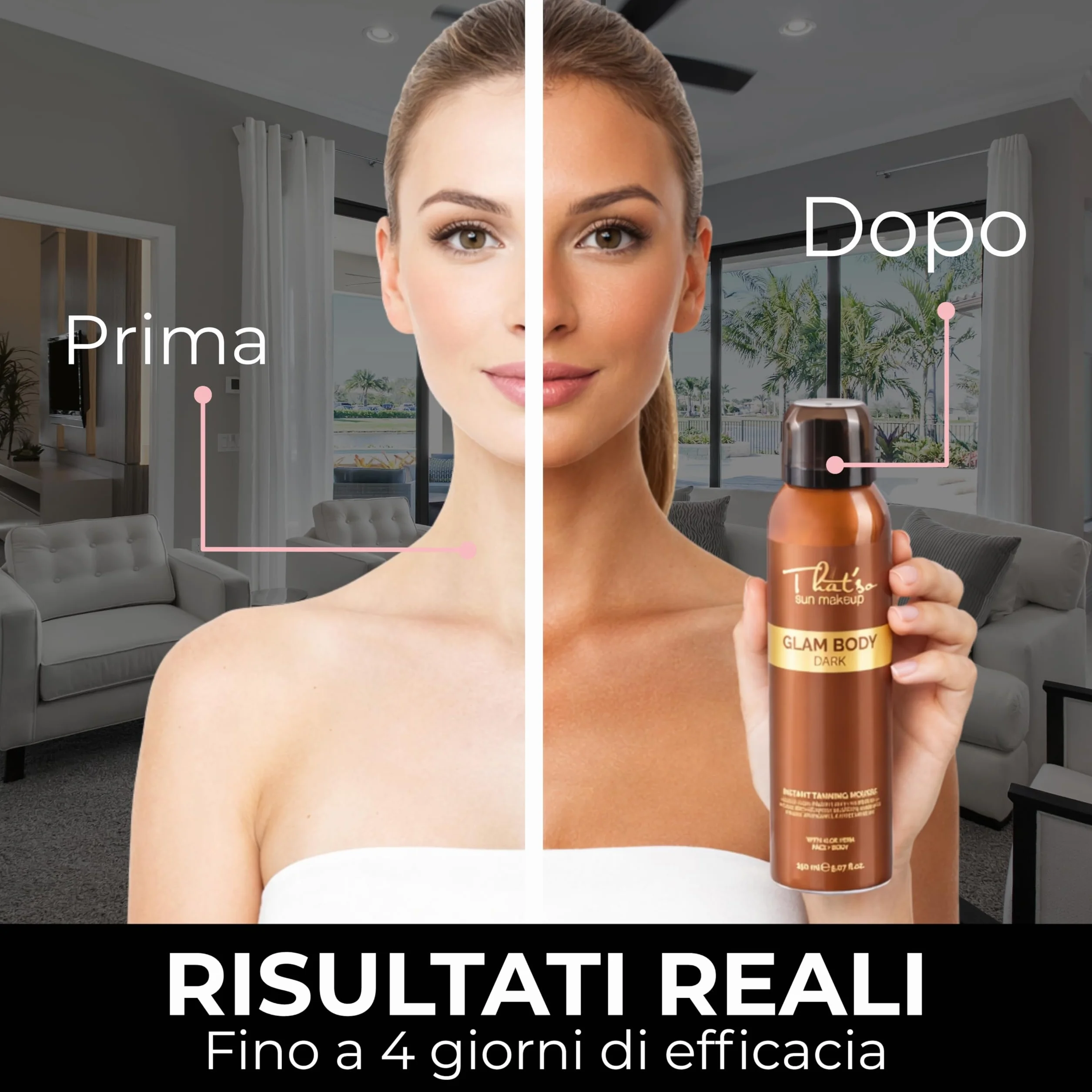 That’so Glam Body Mousse Autoabbronzante Viso e Corpo 150 ml Abbronzatura Intensa con DHA e Aloe Vera