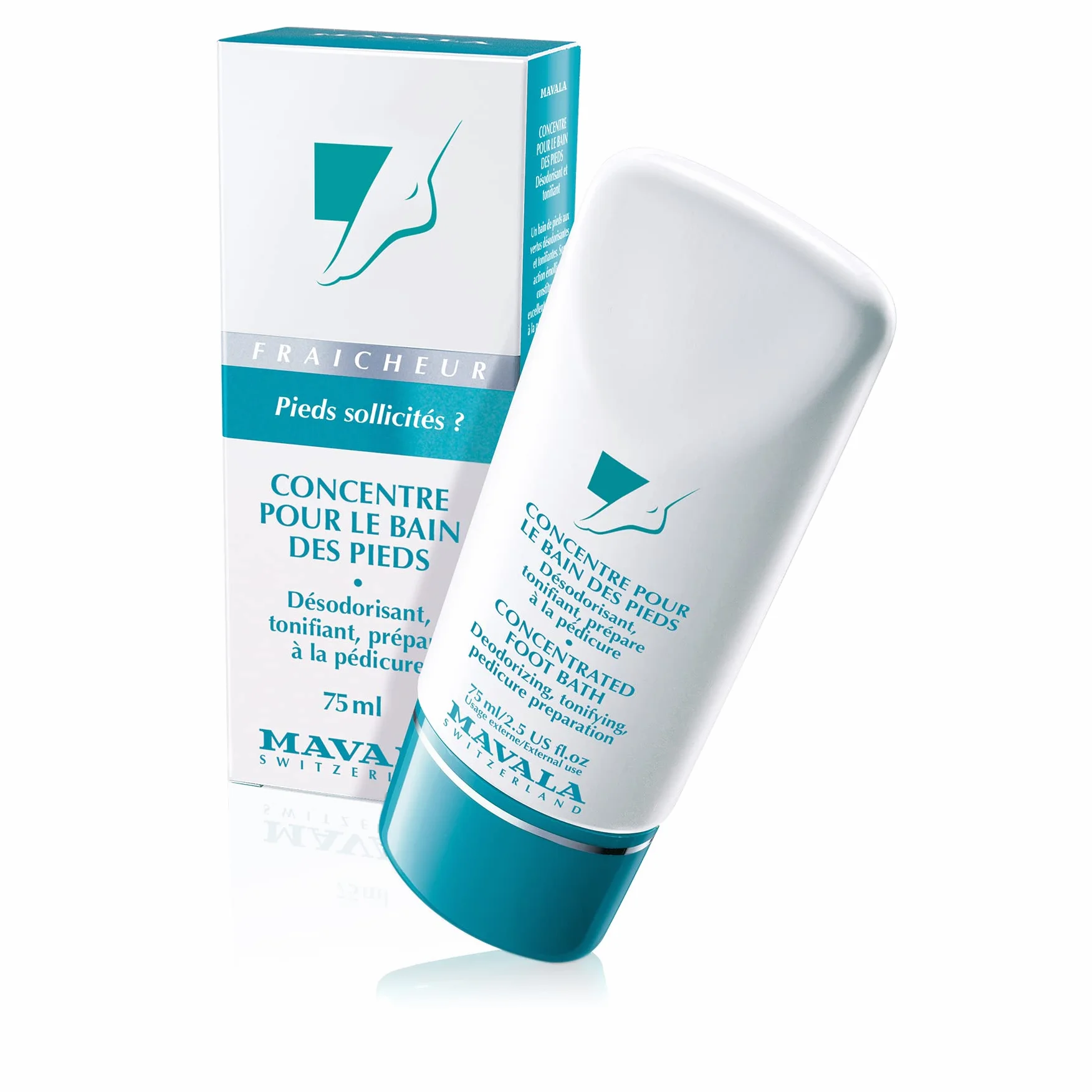 Mavala - Concentrato Bagno dei piedi - Trattamento deodorante e tonificante - Preparazione alla Pedicure - Azione emolliente - Profumo essenza eucalipto e limone - 75 ml