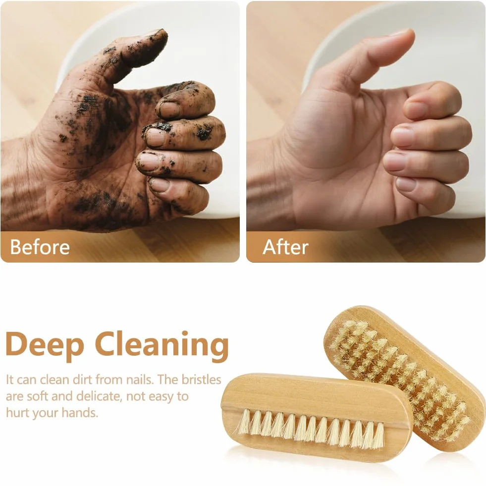 LOPHE Spazzola per Unghie in Legno, 4 pezzi Spazzola per Pulire, Spazzolina Unghie Manicure, Spazzolino Unghie Bambini per Pulizia Delle Unghie