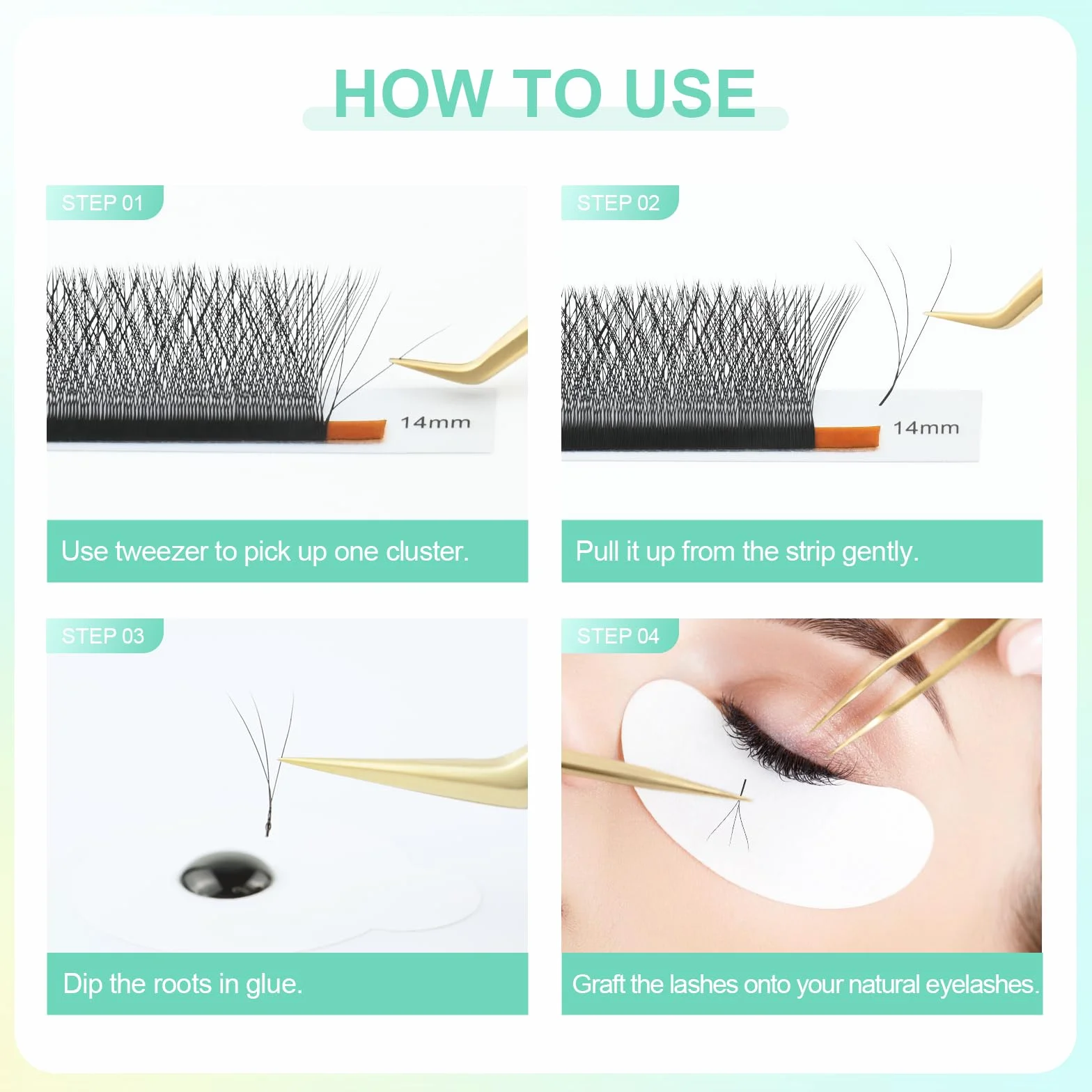 NAGARAKU 3D Extension Ciglia W Ciuffetti Premade Fan Eyelash Extension Russian Volume Professional Naturali Nero 0.07mm C 8-12mm