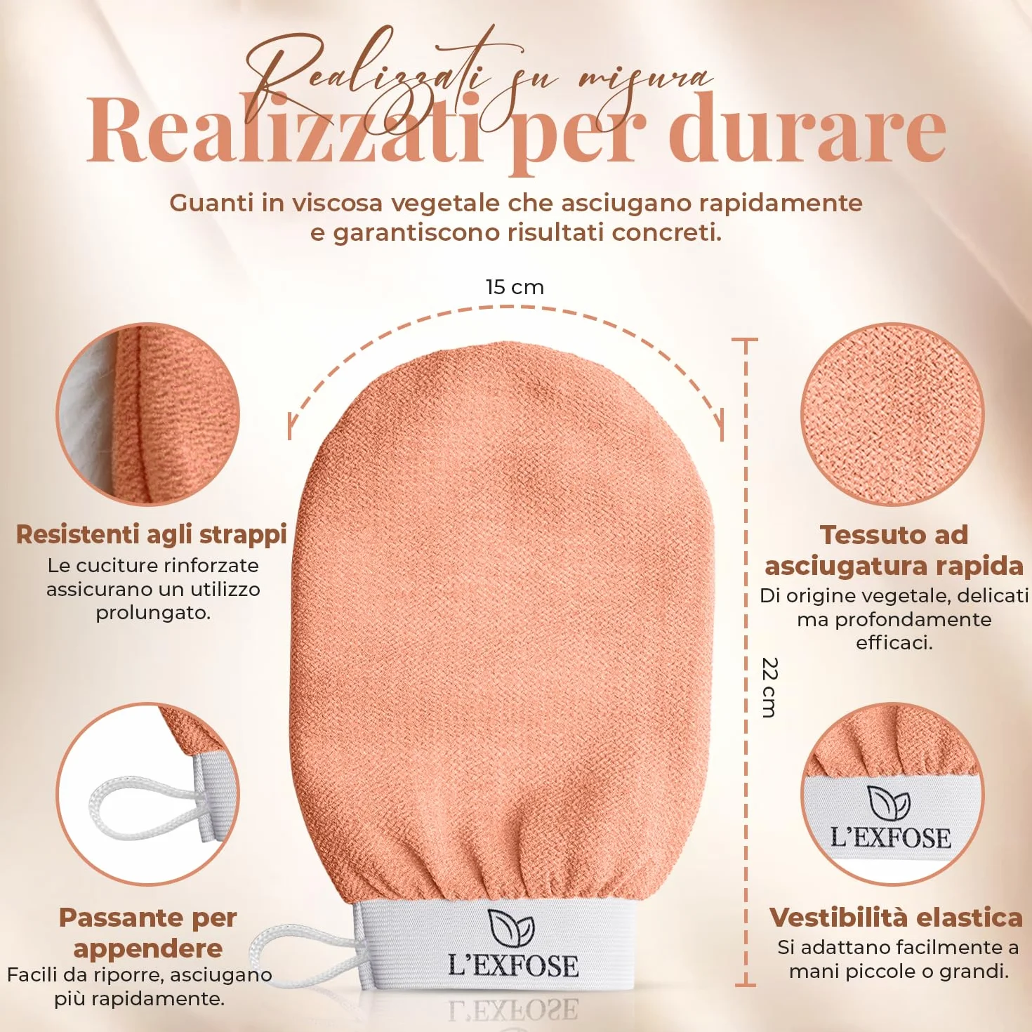 L'Exfose guanto esfoliante corpo in viscosa kessa scrub - rimuove cellule morte e idrata