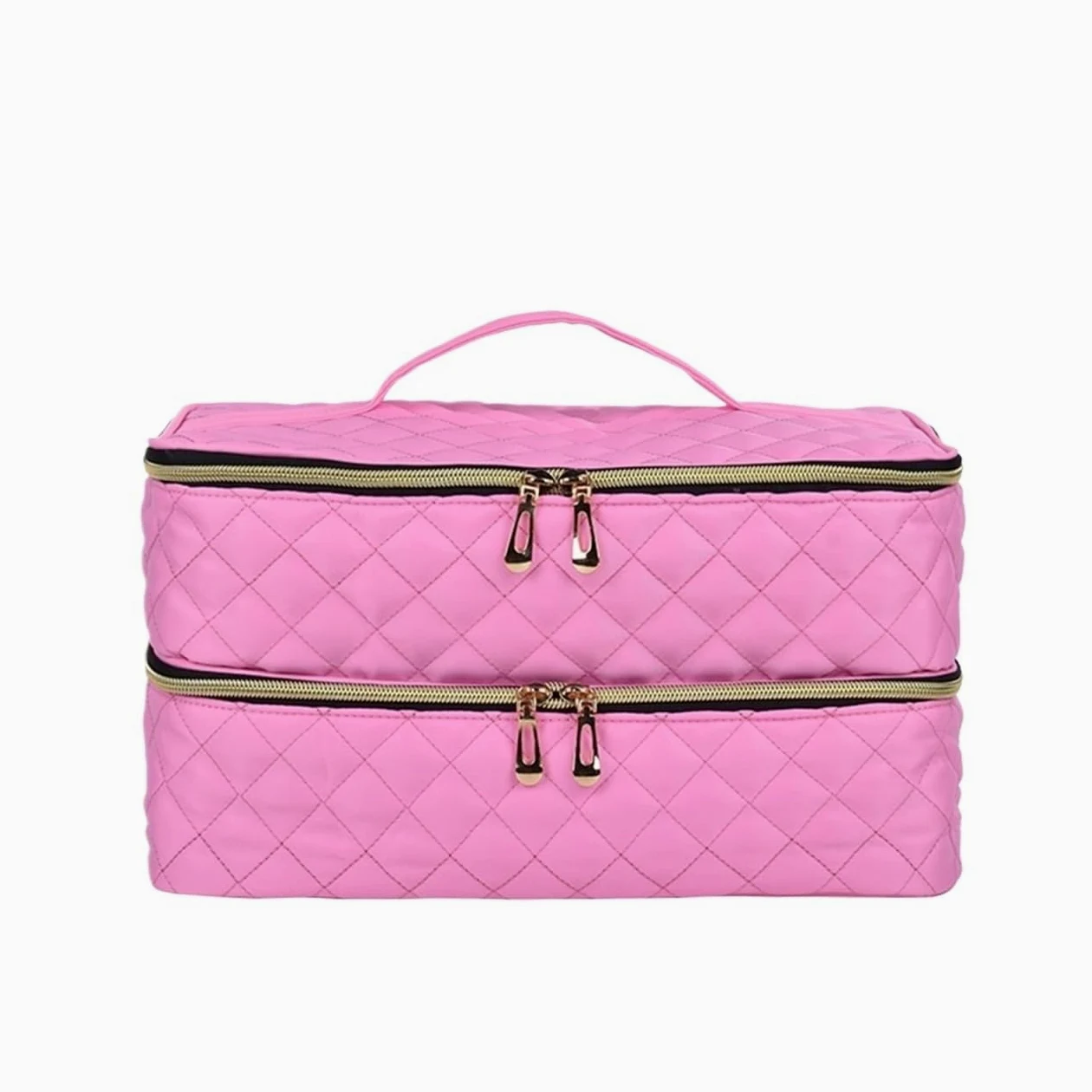 Porta Smalti Valigetta Unghie Organizer Portatile A Doppio Strato Che Contiene 40 Flaconi For Strumenti For Manicure Borsa Viaggio(Pink)