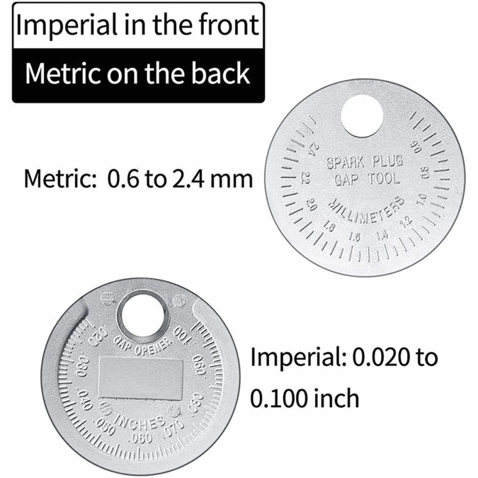 Strumento per Regolare Distanza Candele 0.6-2.4 mm Metallo a Forma di Moneta per Auto Moto Camion