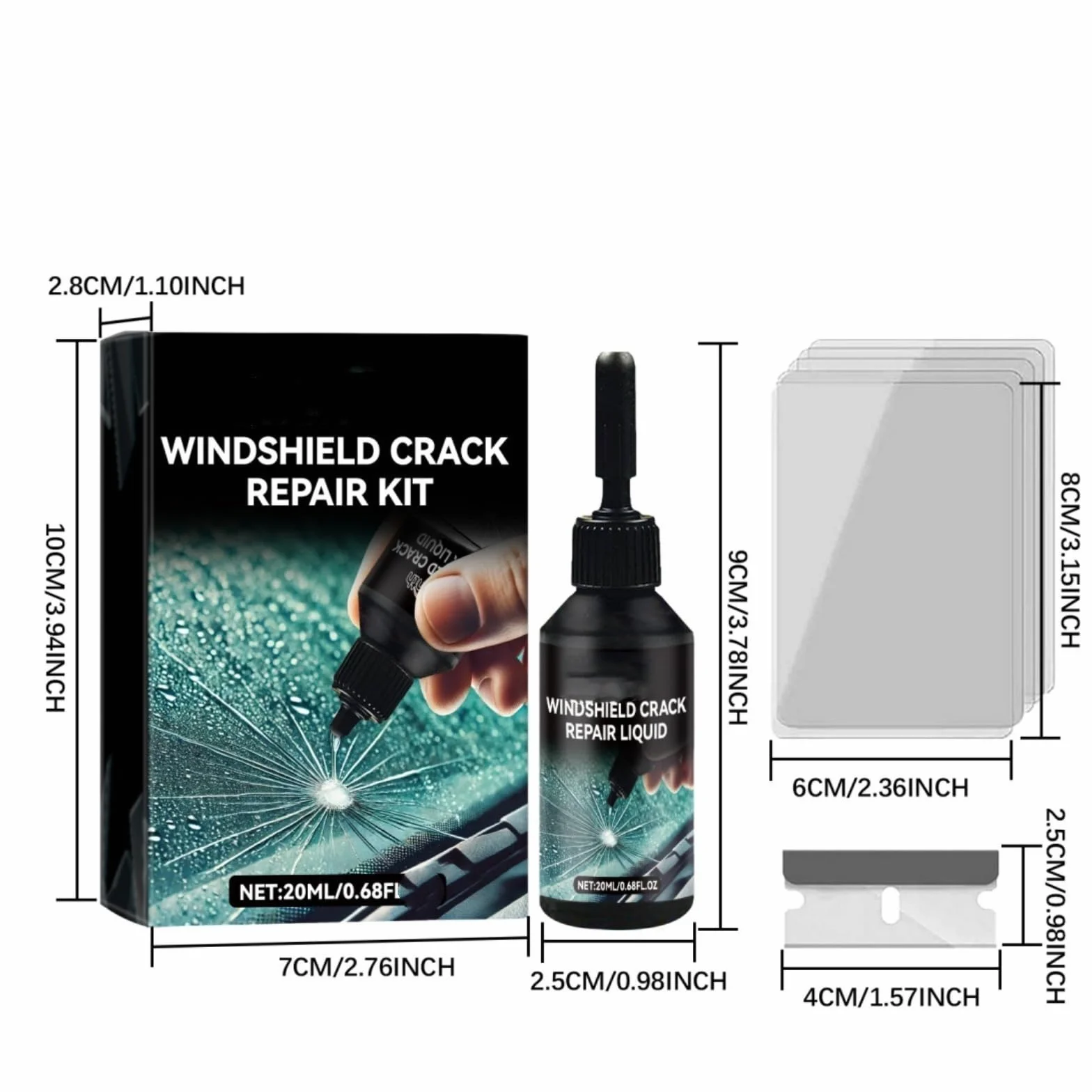 Kit Riparazione Parabrezza Auto per Chip e Crepe Vetro