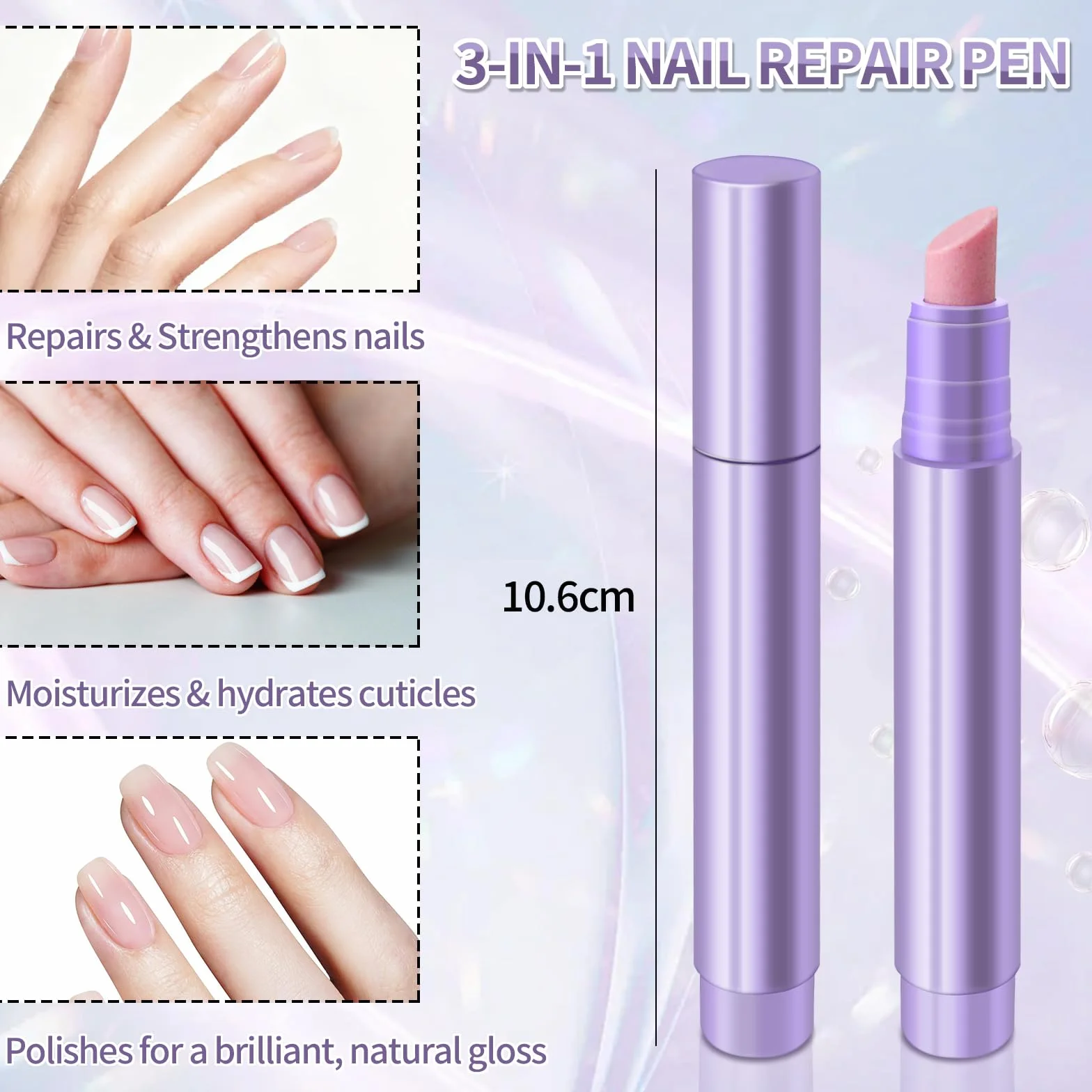 2 Pezzi Pennino 3 in 1 per la Cura di Cuticole e Unghie, Penne Liquide per Rimozione Cuticole, Penna Olio per Cuticole Unghie per Unghie Secche, Screpolate e Danneggiate