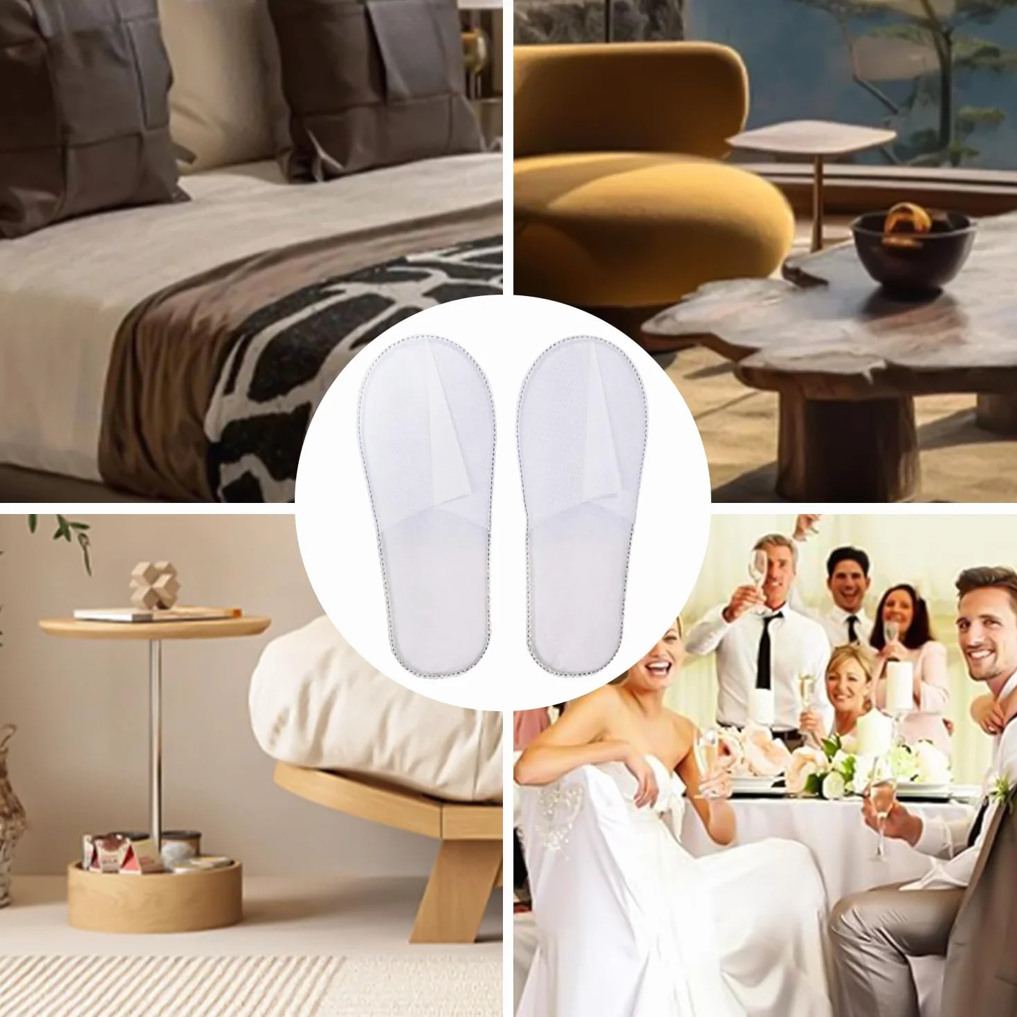 Pantofole Usa e Getta Antiscivolo, Chiuse, in Spugna Premium, Ciabatte Monouso per Hotel, Spa, Casa, Viaggi, Unisex, Lavabili, Misura Universale, 4 Paia