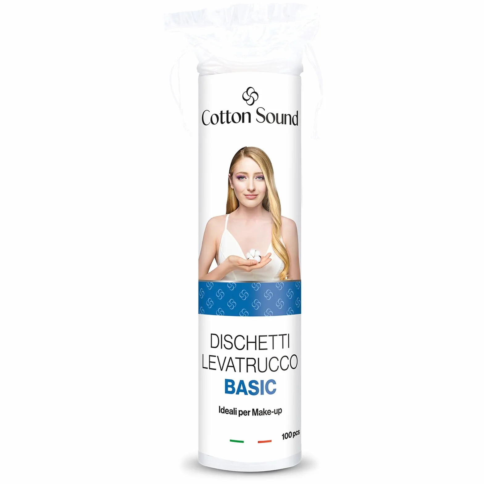 COTTON SOUND BASIC Dischetti Struccanti 100 Pezzi, Dischetti 100% Cotone, Adatti a Tutti i Tipi di Pelle, Ideali per la Rimozione del Trucco, Made in Italy