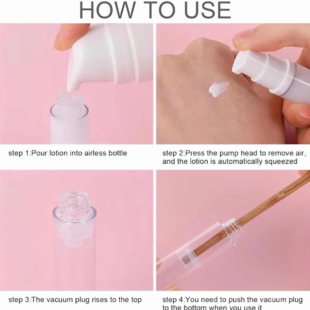 HAGNA 10 Pezzi 10 Ml Riutilizzabile Portatile Contenitore Pump, Airless Pompa Bottiglia, Per Crema Per Lozione Essenza Fondotinta