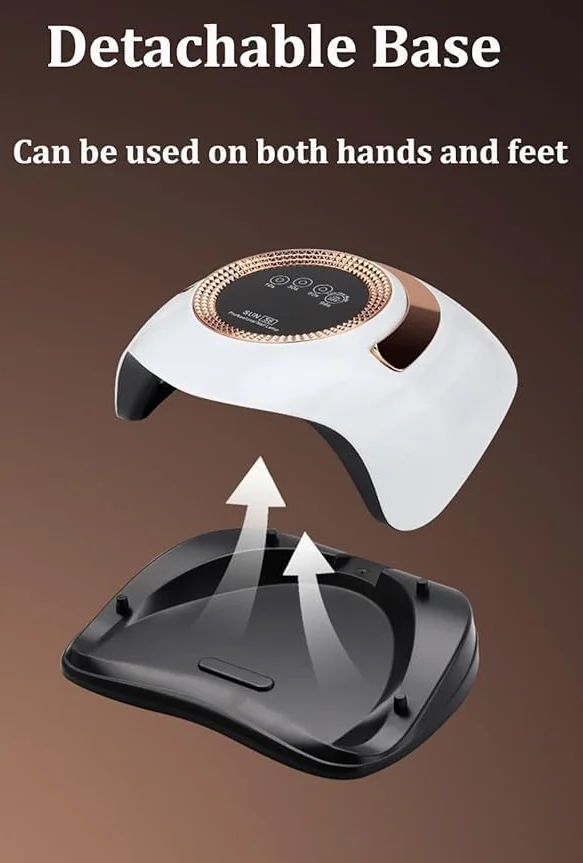 Lampada UV LED per unghie, 268W Luce di polimerizzazione rapida per unghie con 66 LED Sensore automatico, Manico portatile per unghie, 5 impostazioni di timer, spazio più grande (02#Oro)