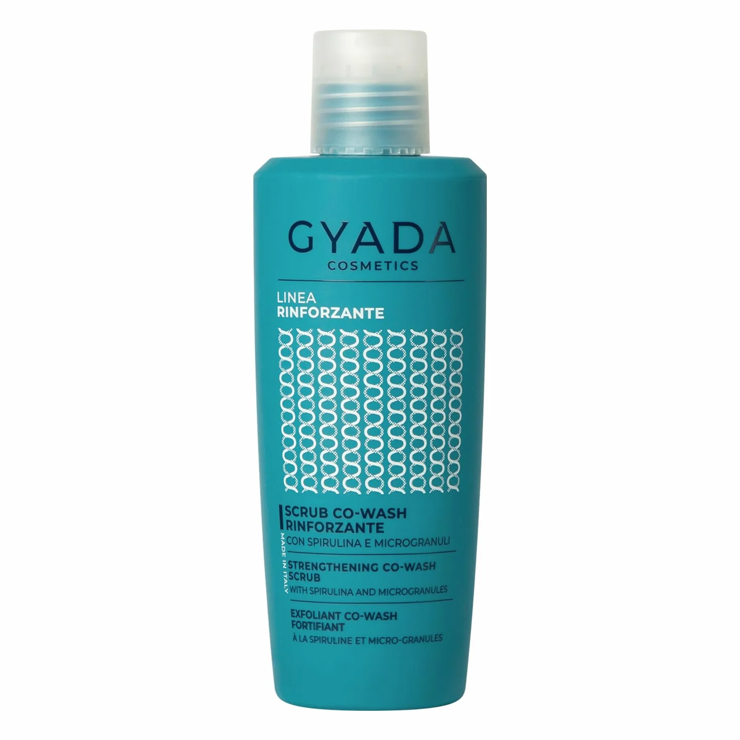 Gyada Cosmetics, Scrub CoWash Rinforzante con Spirulina, Detergente ed Esfoliante, con Microgranuli Vegetali di Nocciole e Mandorle, per Lavaggi Frequenti e Delicati, con Avena e Ginseng, 200 ml