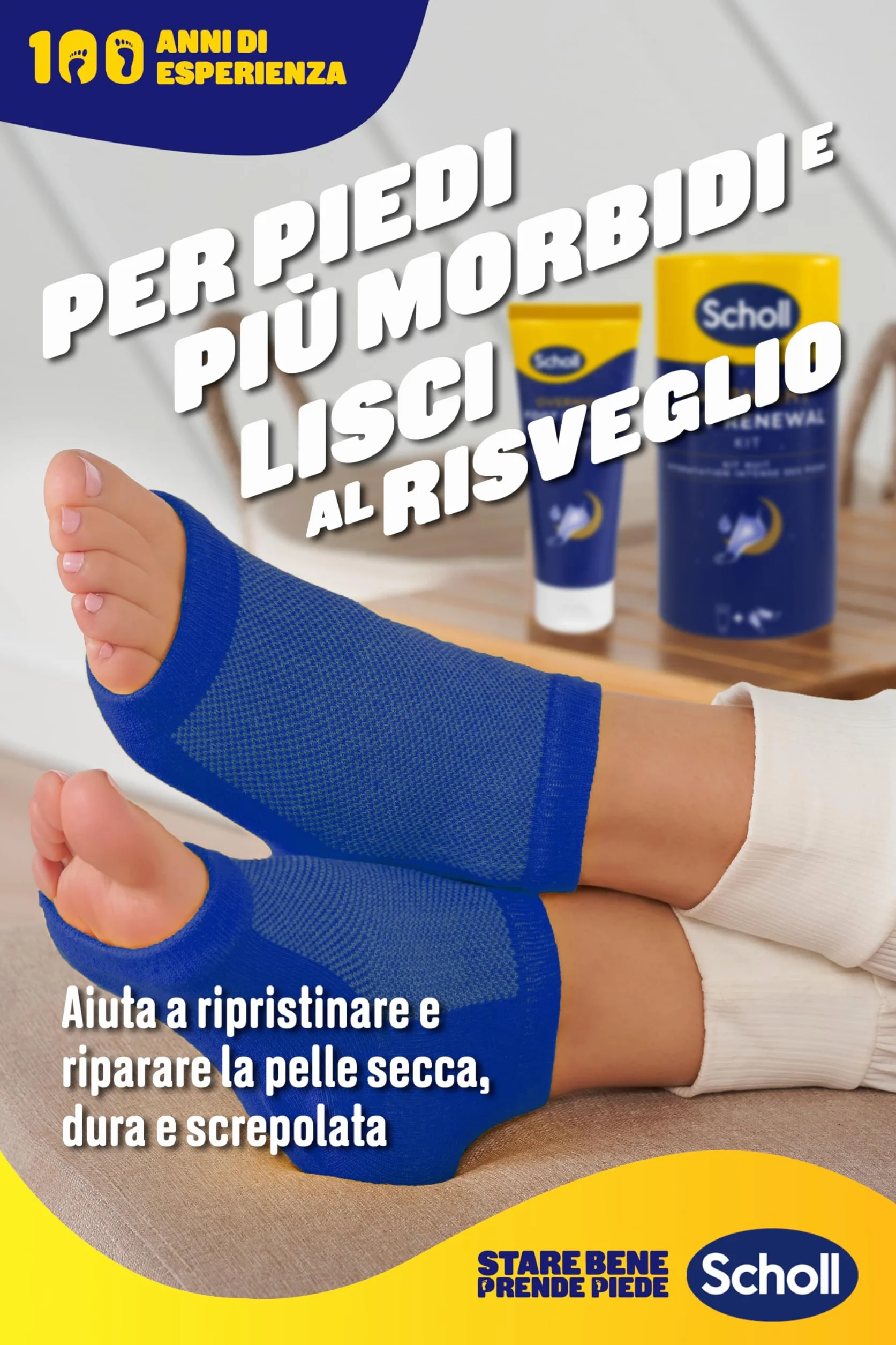 Scholl Overnight Foot Renewal Kit, Crema Piedi con Urea 5% e Calzini Riutilizzabili