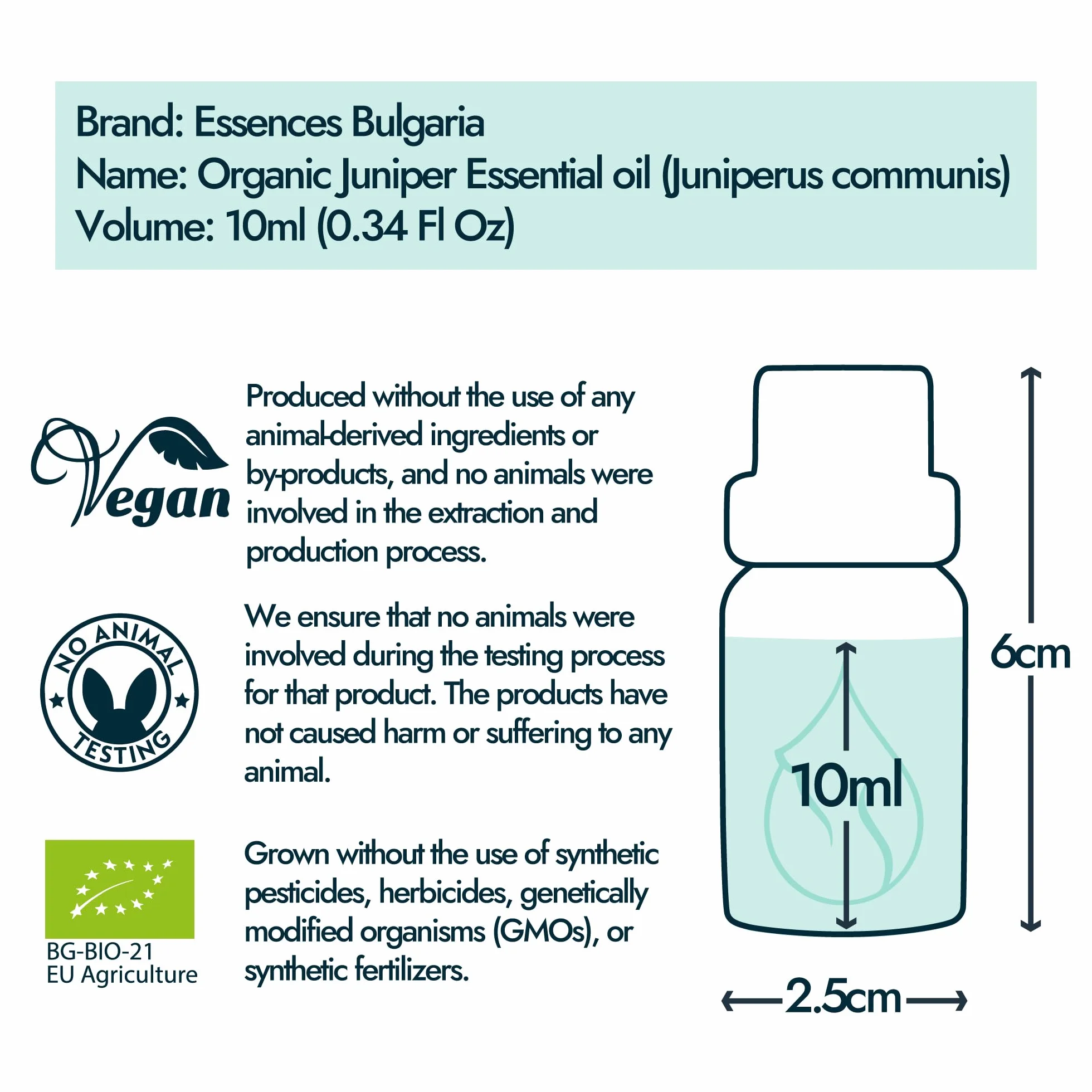 Olio Essenziale di Ginepro Biologico 10ml | Juniperus communis | 100% Puro | Grado Terapeutico | Distillato a Vapore