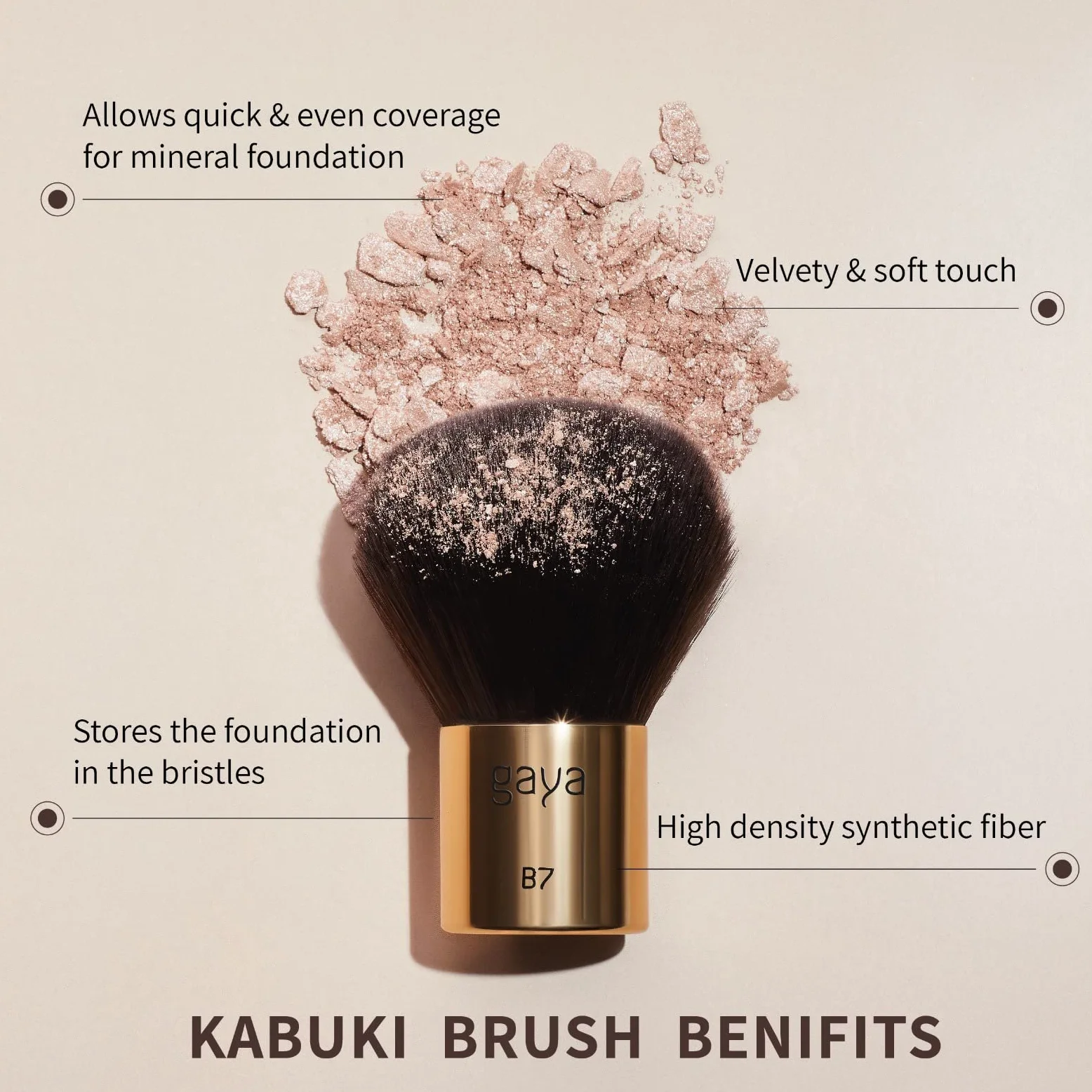 Fondotinta Minerale in Polvere Vegan Unico 4 in 1 100% Naturale Multifunzionale Copertura Completa con Protezione solare (Pennello Kabuki)