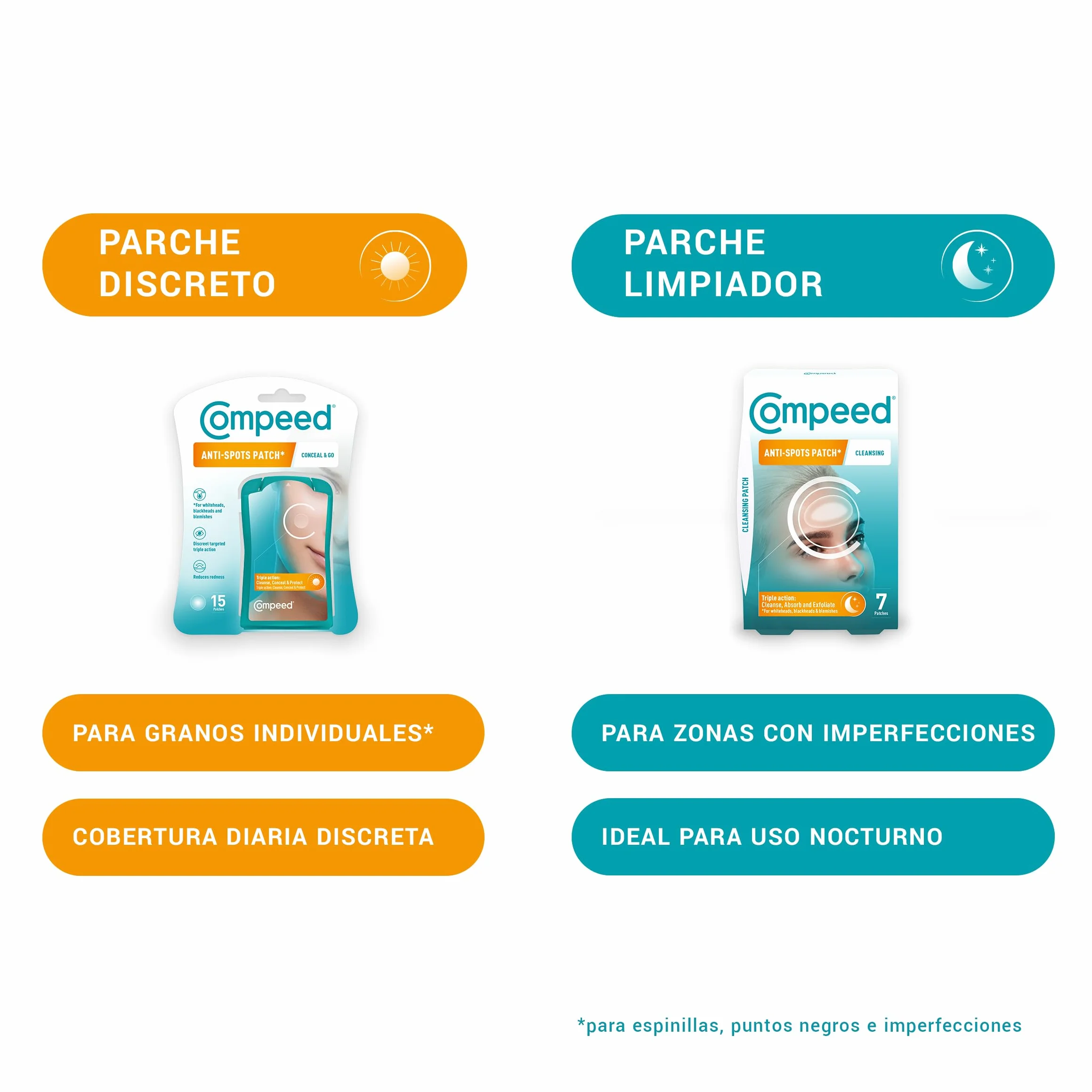 Compeed® - Patch per pulizia con idrocolloidi | Pulisce, assorbono ed esfoliano - uso notturno | 7 toppe da 6,8 x 4,2 cm