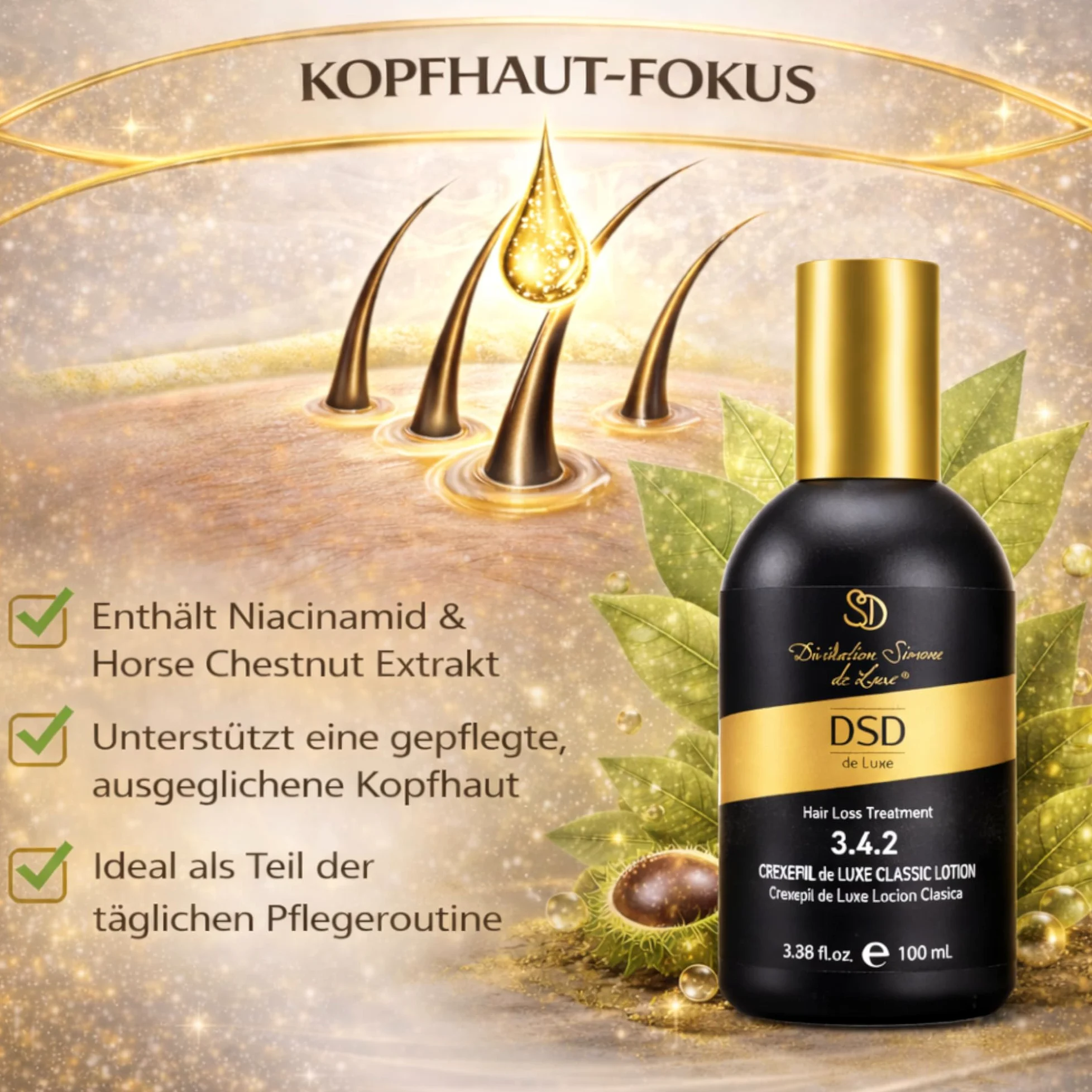 DSD 3.4.2 Crexepil De Luxe Classic Lotion - lozione per capelli & tonico per la perdita di capelli, per la crescita dei capelli, radici e cuoio capelluto, tonico per la crescita dei capelli