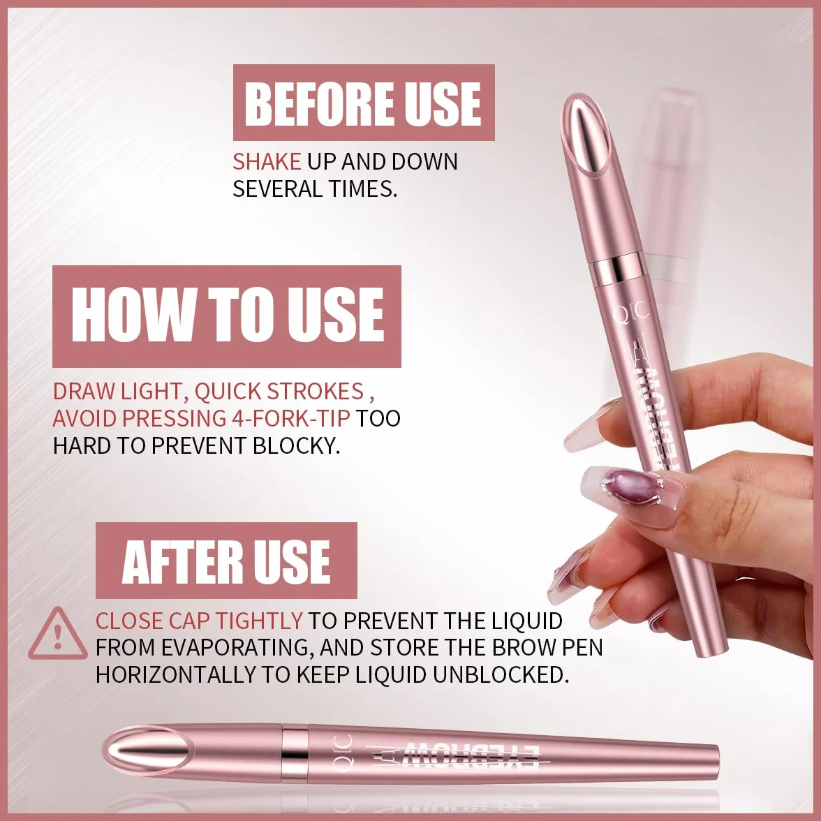 QIC Matita Sopracciglia Impermeabile No Transfer Lunga Durata 12H Microblading Cruelty-Free 06 Black Brown