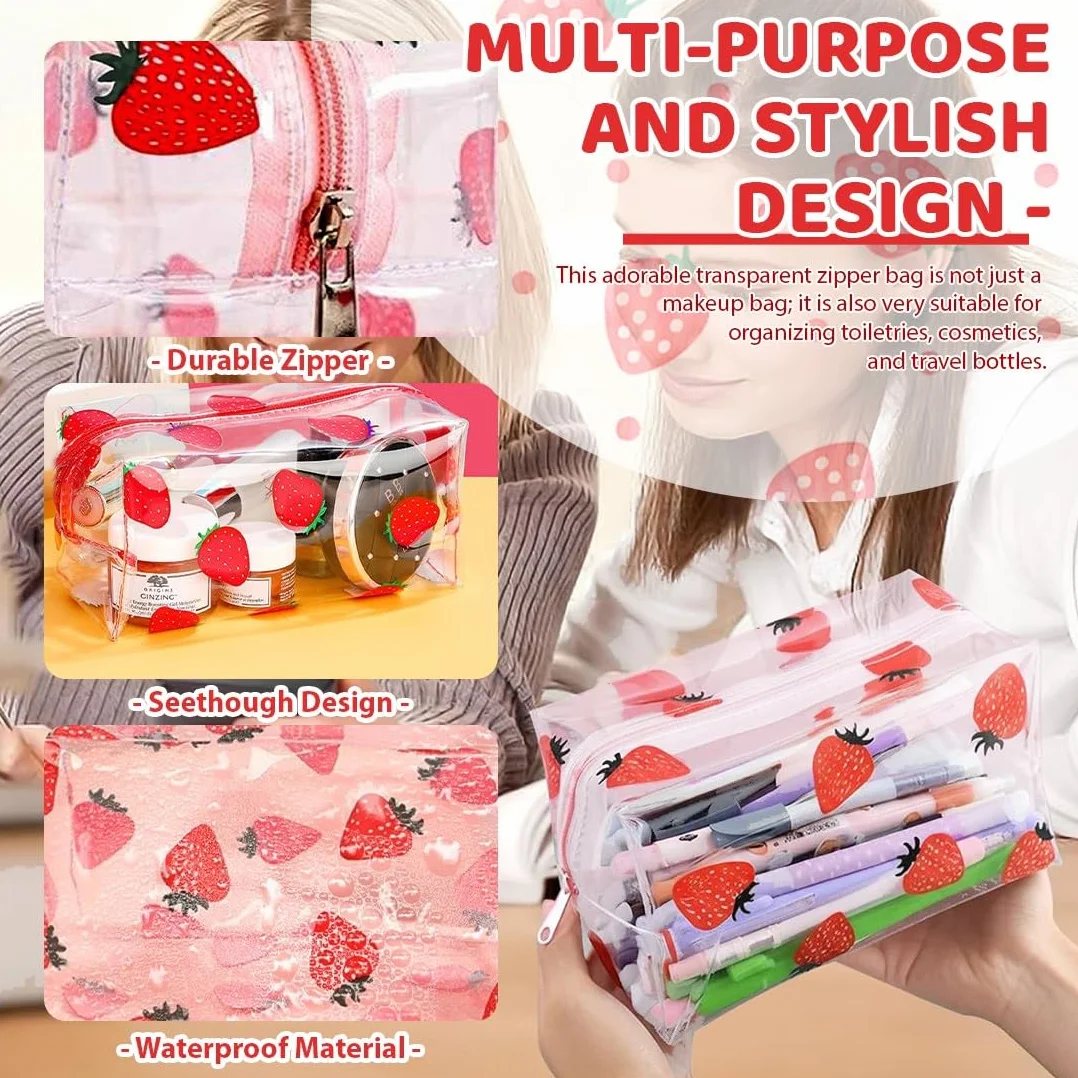 2 Pezzi Beauty Case Trasparente, Beauty Case da Viaggio Borse da Toilette Sacche Trasparenti da Aereo Trousse Trucchi con Cerniera Kit Viaggio Makeup Bag per Cosmetici Donna Uomo