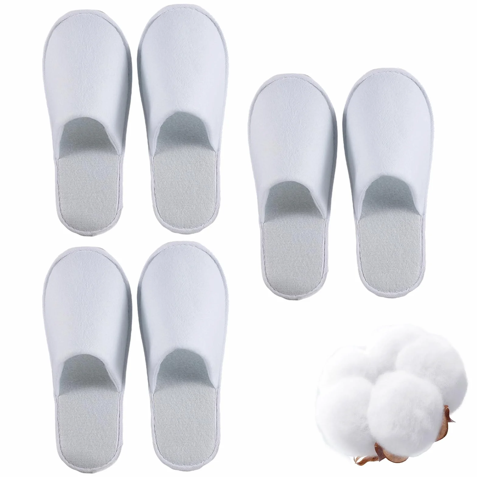 Rakiuty Pantofole SPA, Monouso per Hotel e Casa, Confortevoli, 3 Paia, Bianco