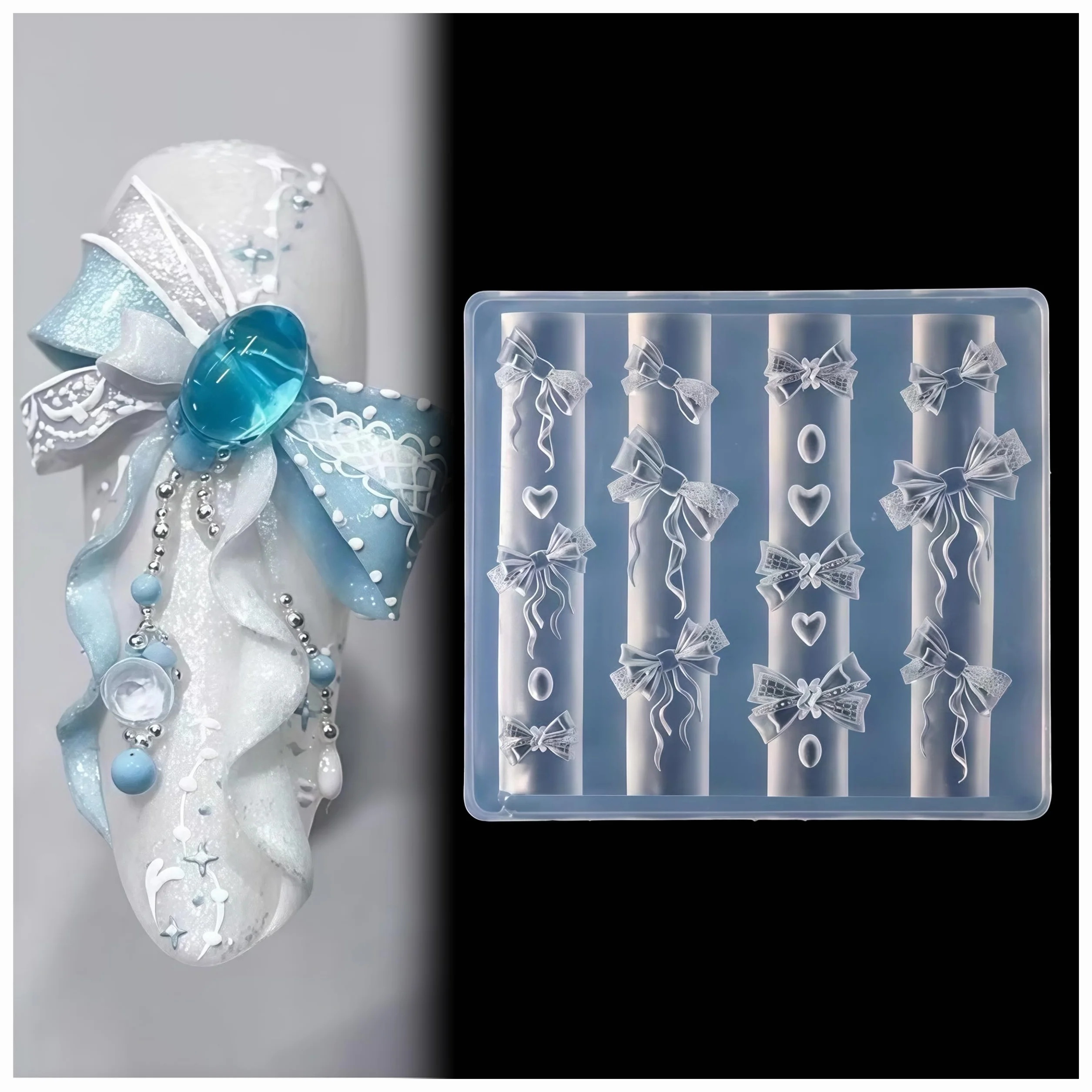 Accessori per Unghie Gel 3D Resina Forme di Rose Strumenti in Seta Fiocchi Farfalle per Nails