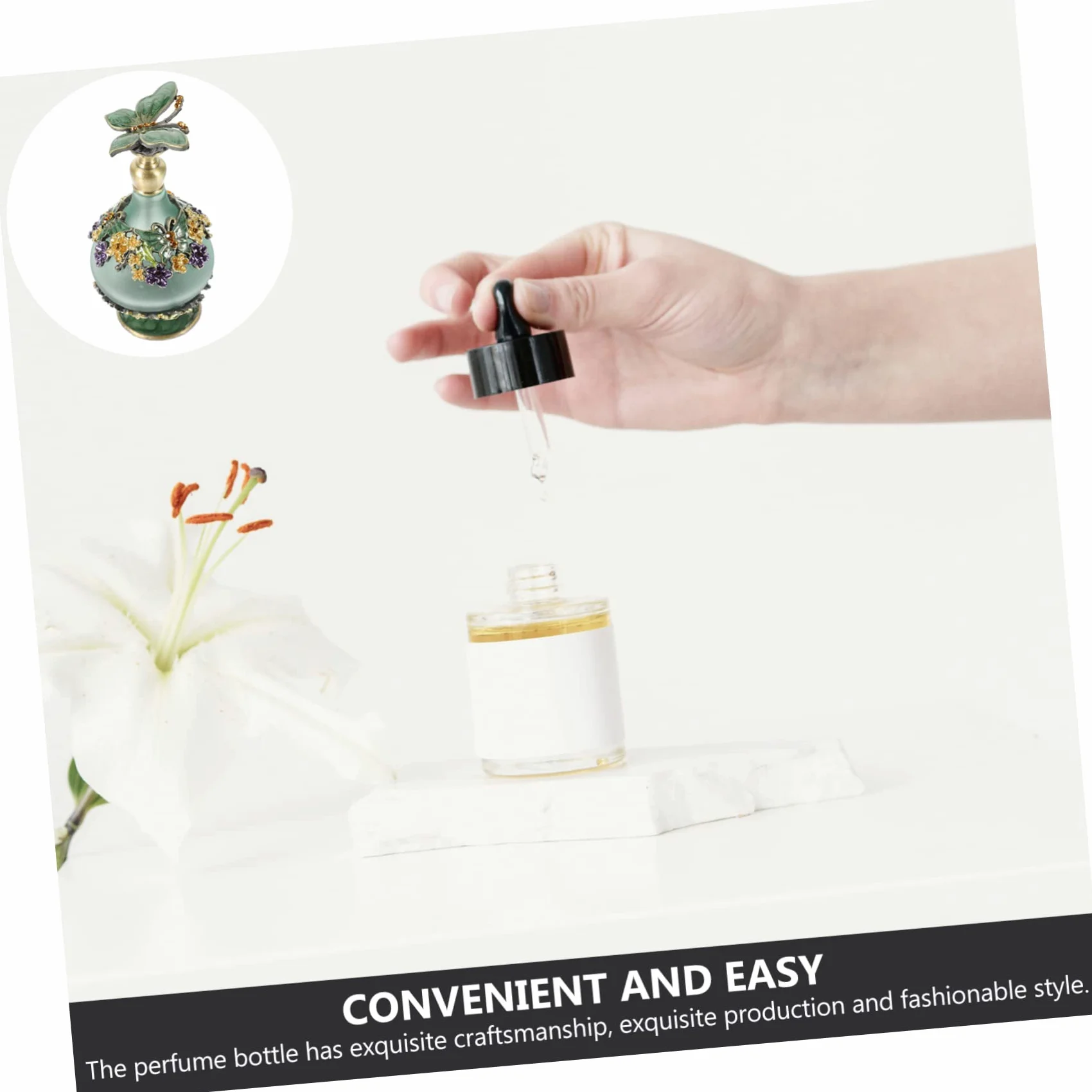 DECHOUS Bottiglia di Profumo Ricaricabile in Vetro da 23ml Chiusura Ermetica, Stile Vintage e Facile da Trasportare, per Viaggi e Uso Quotidiano