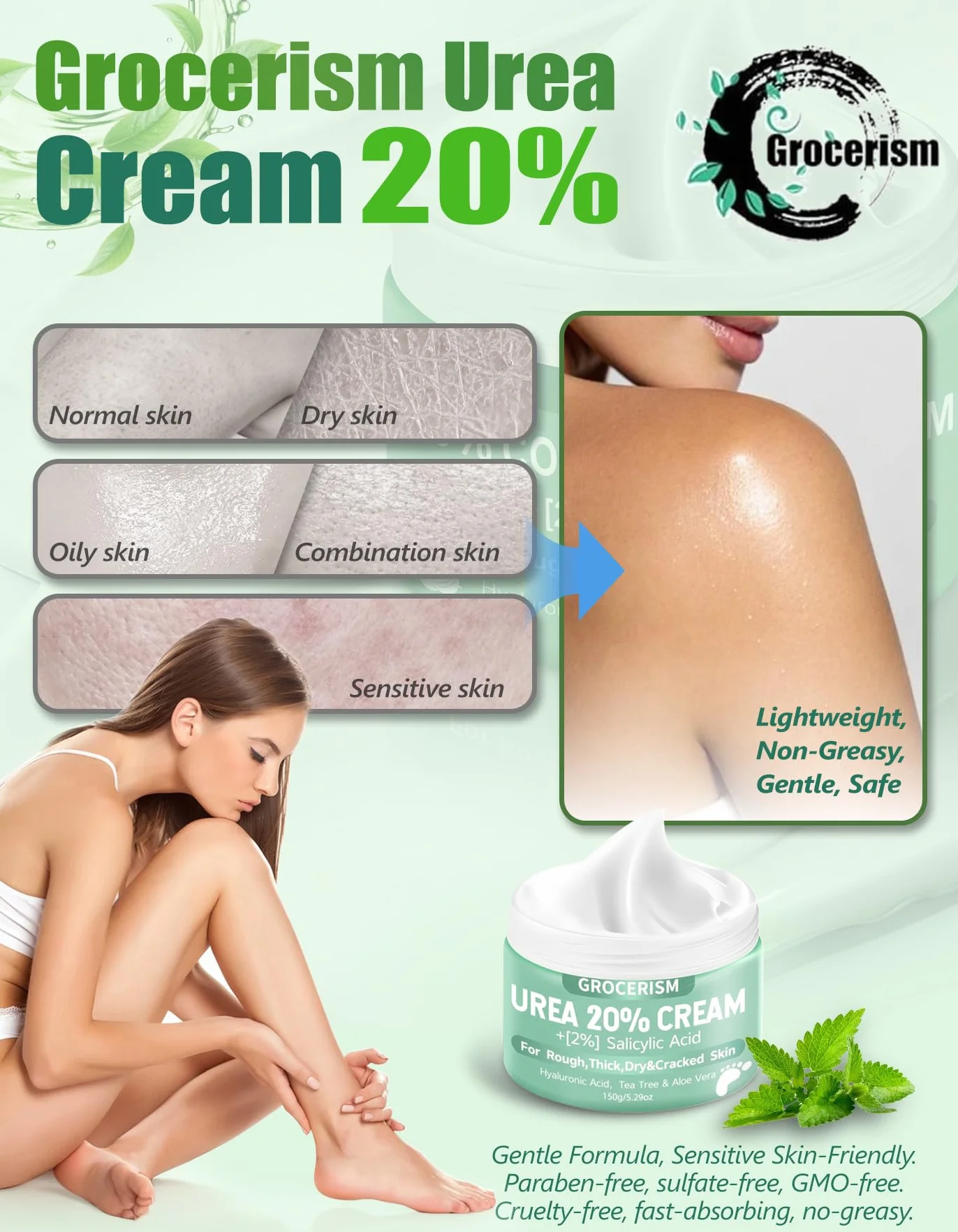 Crema Piedi Urea 20% 150g || Crema Piedi e Mani Con Acido Ialuronico, Tea Tree, Aloe Vera – Idratazione Profonda, Calli-20% 150g