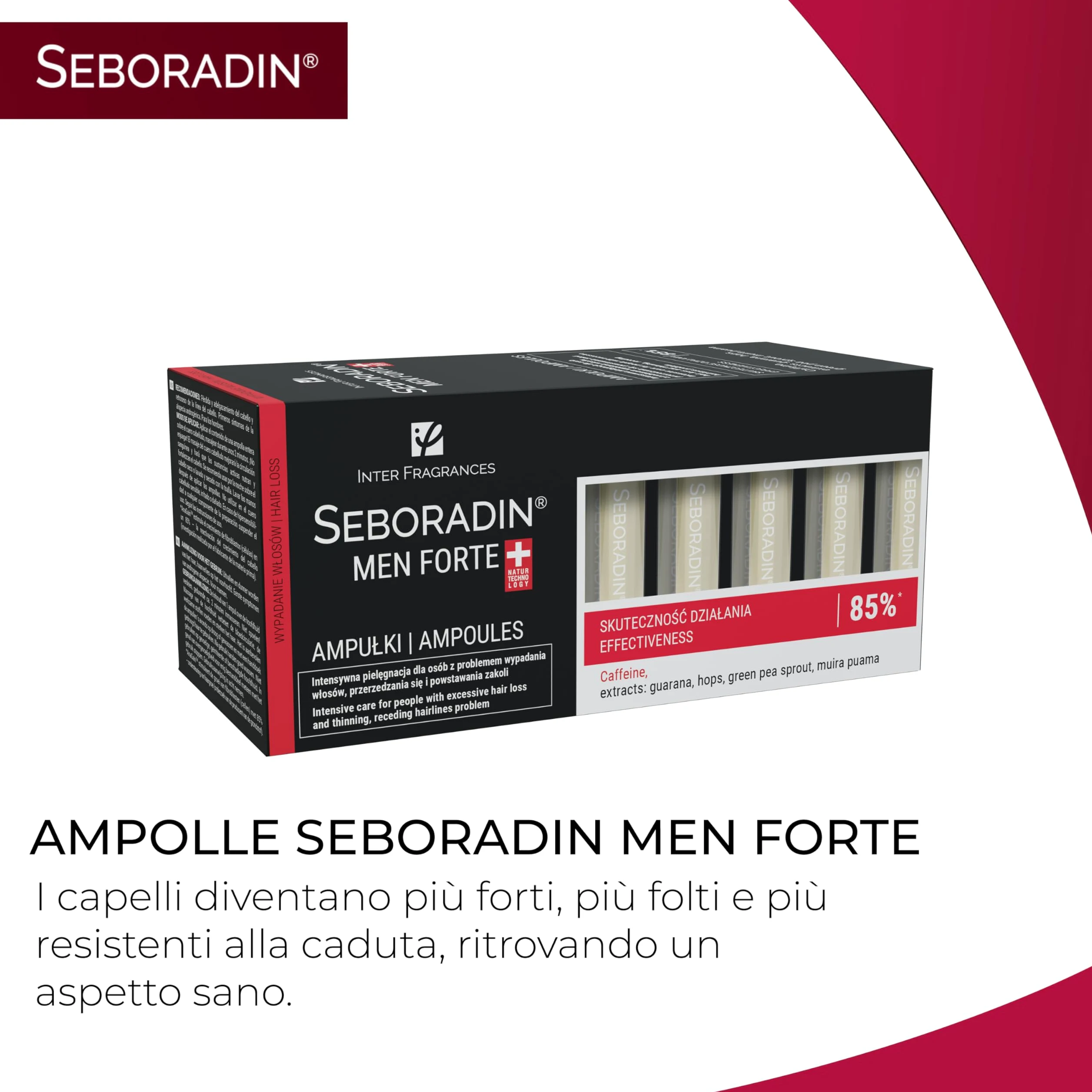 Seboradin PRO Uomo – Fiale, Derma Roller, Siero Notte, Shampoo, Lozione | Scrub Pelle Capelli, Crema Viso, Gel Doccia 2in1, Pro Care Complex – linea uomo anticaduta