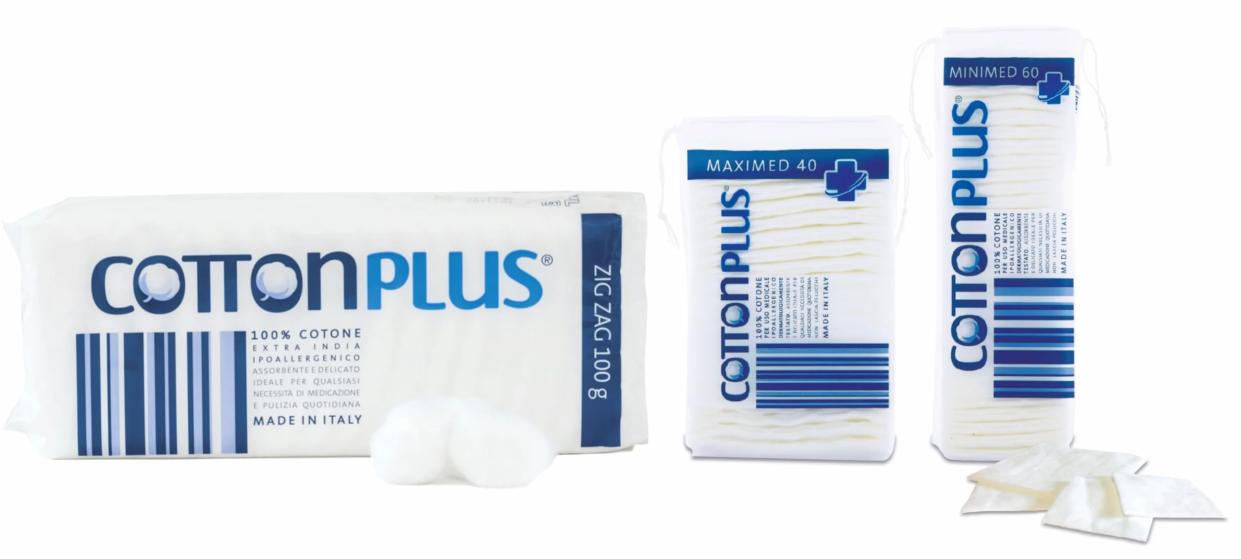 Cotton Plus BATUFFOLI 40 pz. - LINEA MEDICALE | 100% PURO COTONE IDROFILO CARDATO PER USO MEDICALE | Morbido e assorbente.