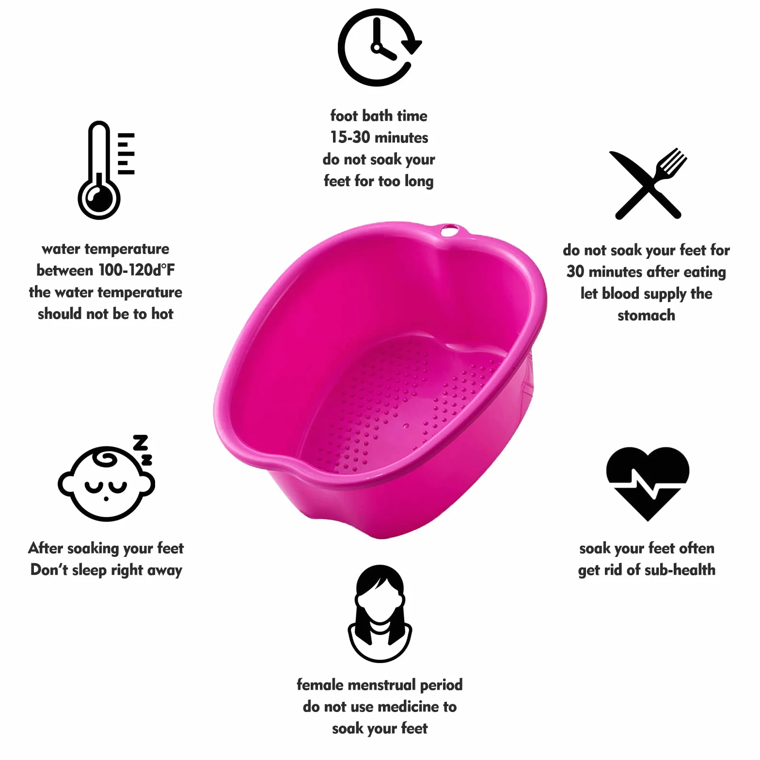 Vasca da bagno grande in plastica spessa pediluvio, pediluvio spa, acqua spa e massaggio ai piedi - vasca per ammollo piedi, unghie e caviglie, pedicure, pedicure, vasca da bagno portatile (viola)