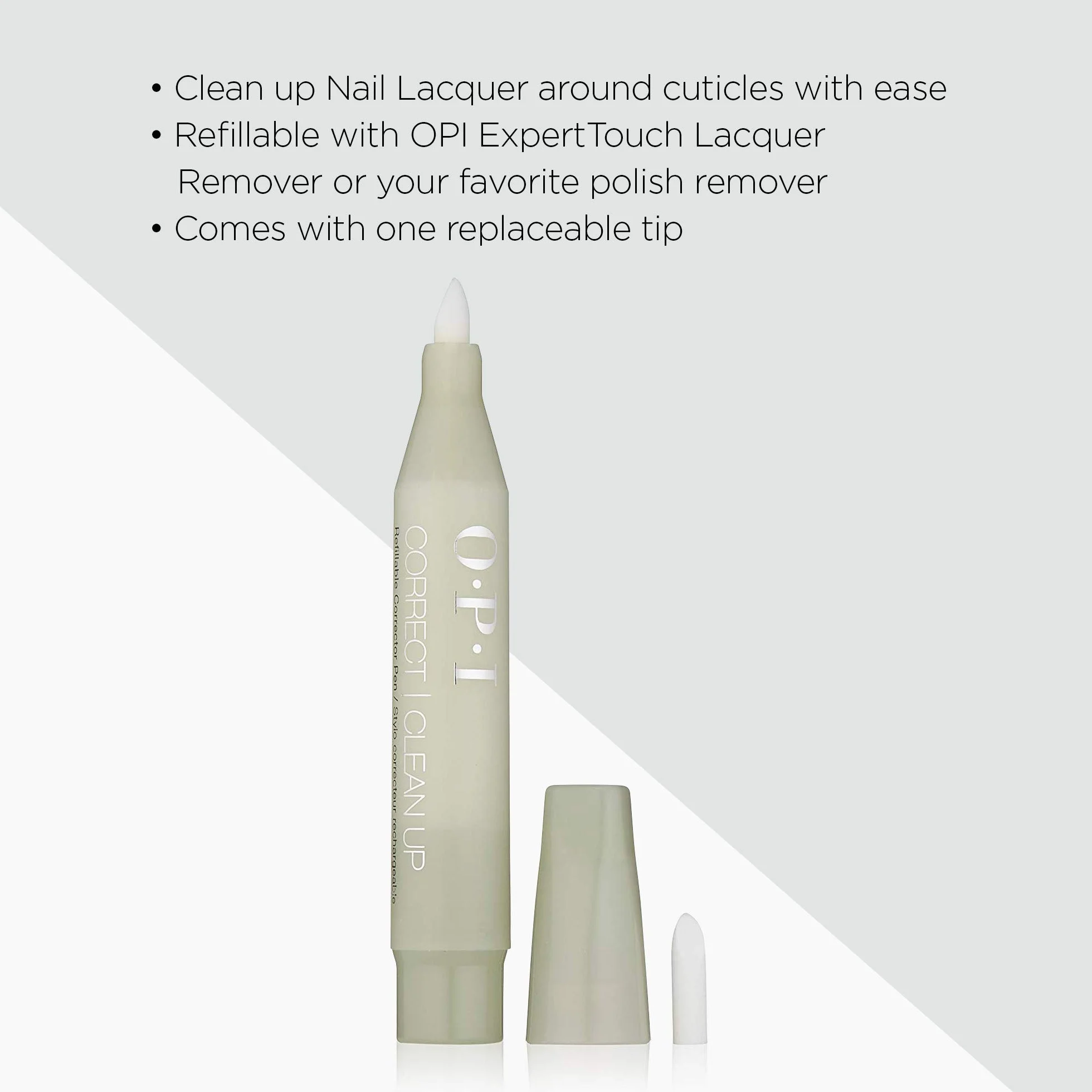 OPI Correct & Clean Up Pen, Penna Correttore, Rimuove le Sbavature di Smalto, Ricaricabile, 4ml