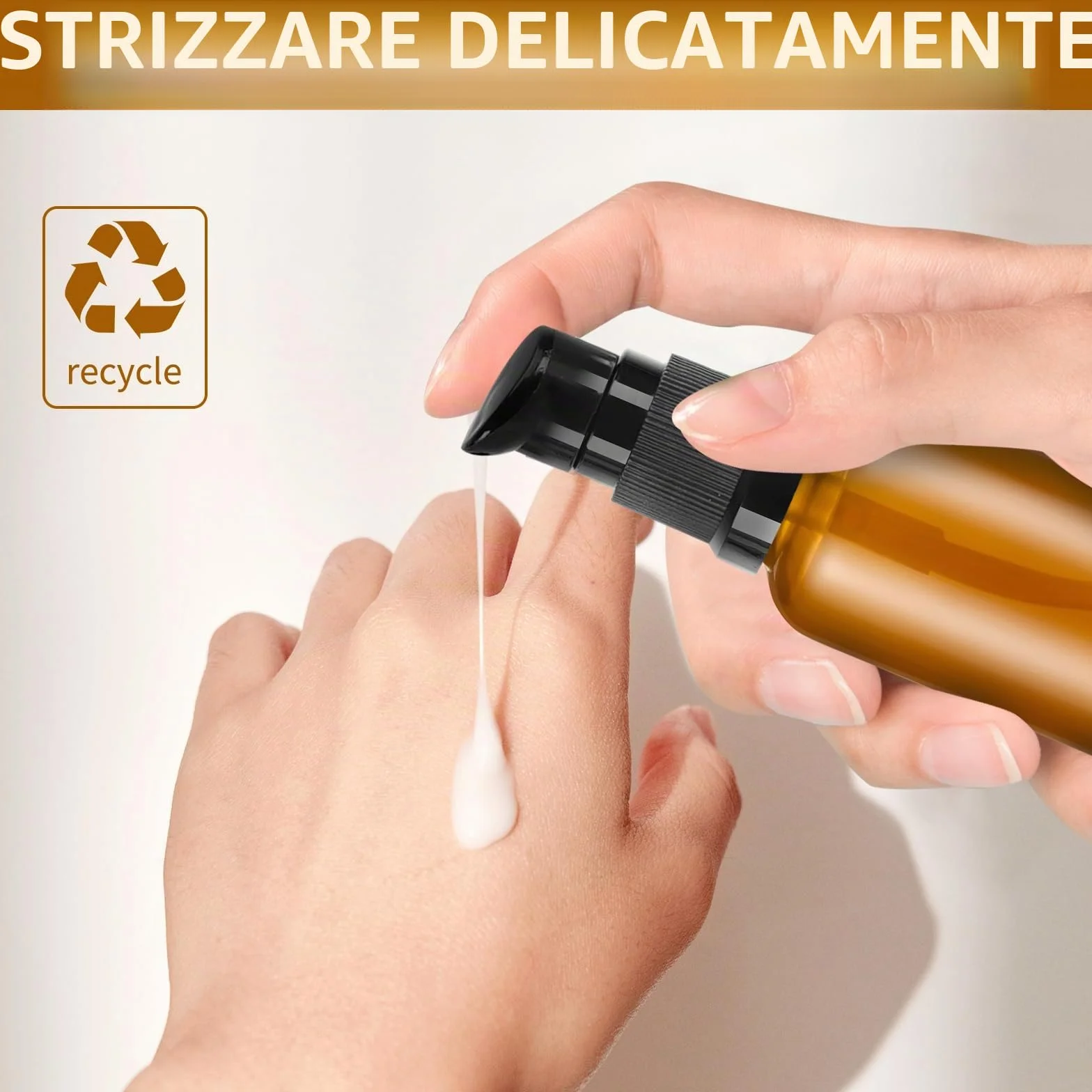 8 Pz Flaconi da Viaggio 30 ml, Bottiglie di Vetro Vuote Marroni, Dispenser Pompa in Vetro, Pompa Bottiglie da Viaggio in Aereo per Lozione Cosmetici Crema Shampoo Liquidi, con 4 Imbuti (8)