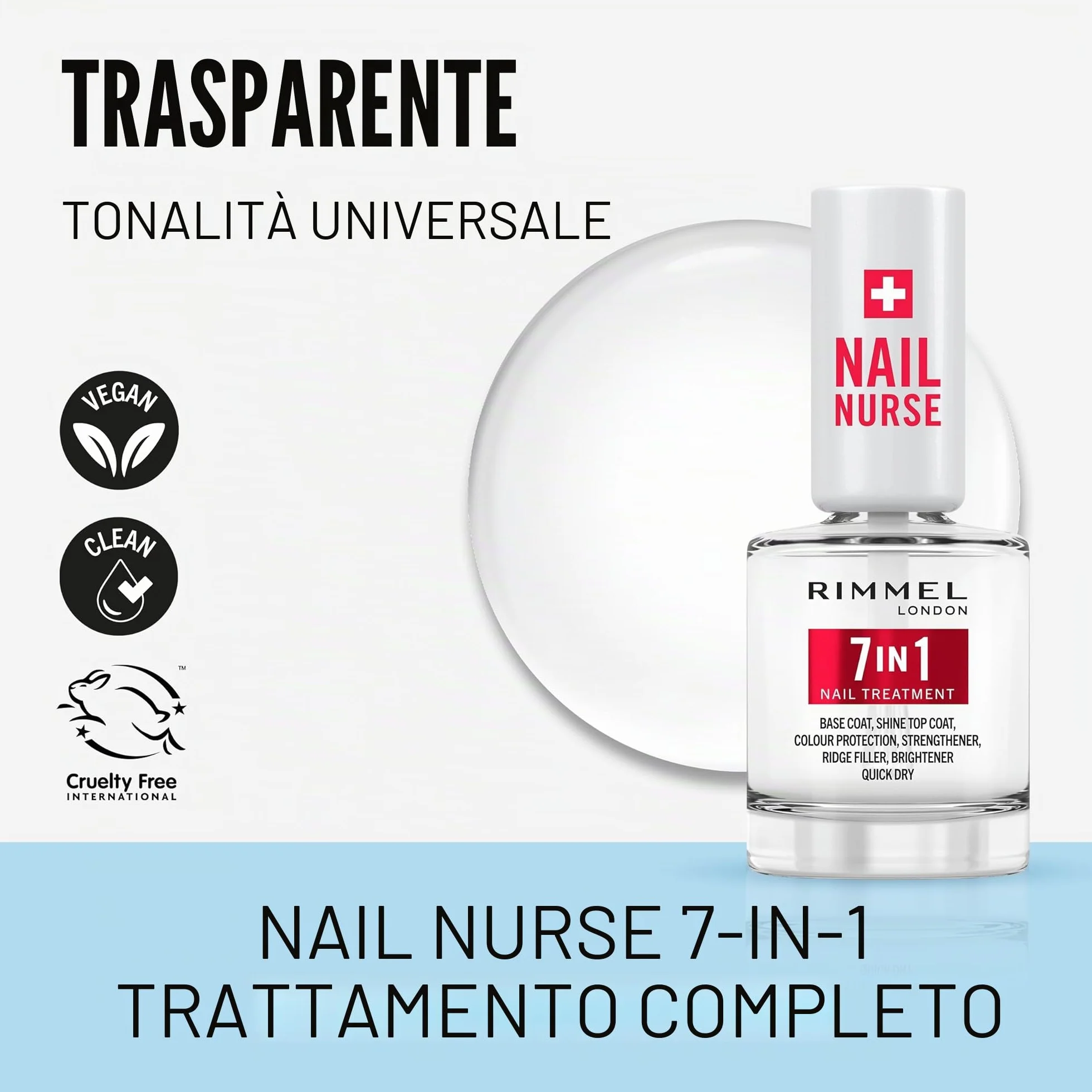 Rimmel London Nail Care Base & Top Coat 7 in 1 Rinforza 12ml