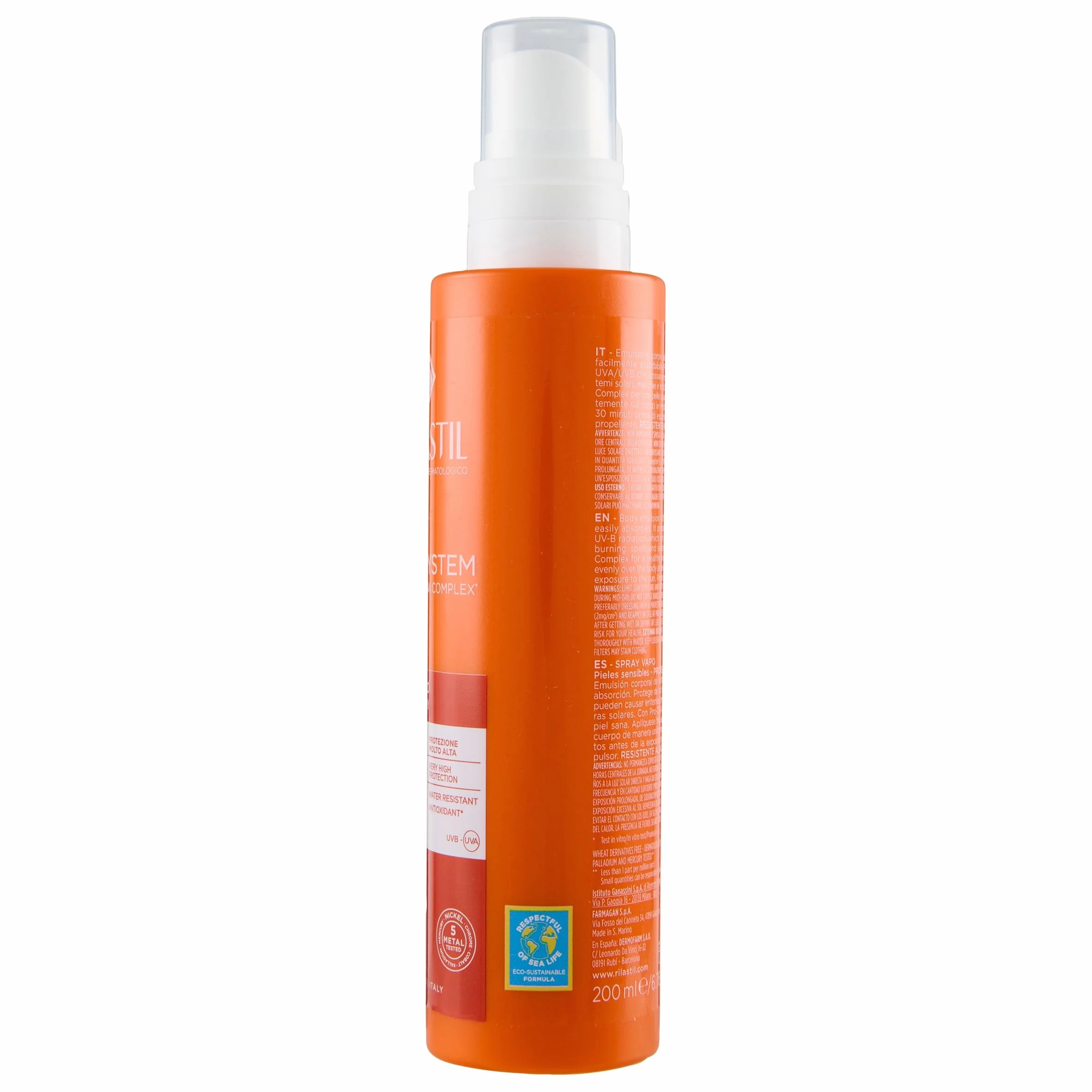 Rilastil Sun System Spray Corpo SPF15 200ml Ultra Leggero Pelle Bagnata