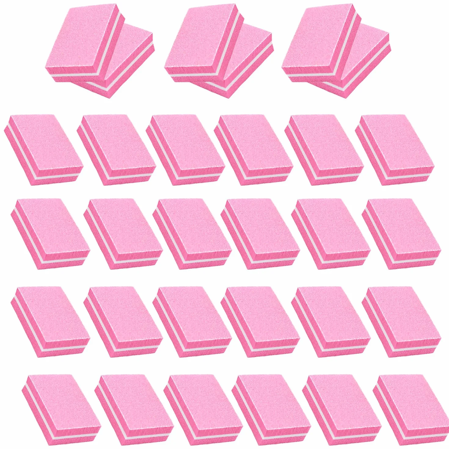 30 Pezzi Buffer per Unghie, Nail Buffer Quadrato Spugna Buffer Unghie Professionale, Adatti per Unghie in Gel e Unghie Acriliche(Rosa)