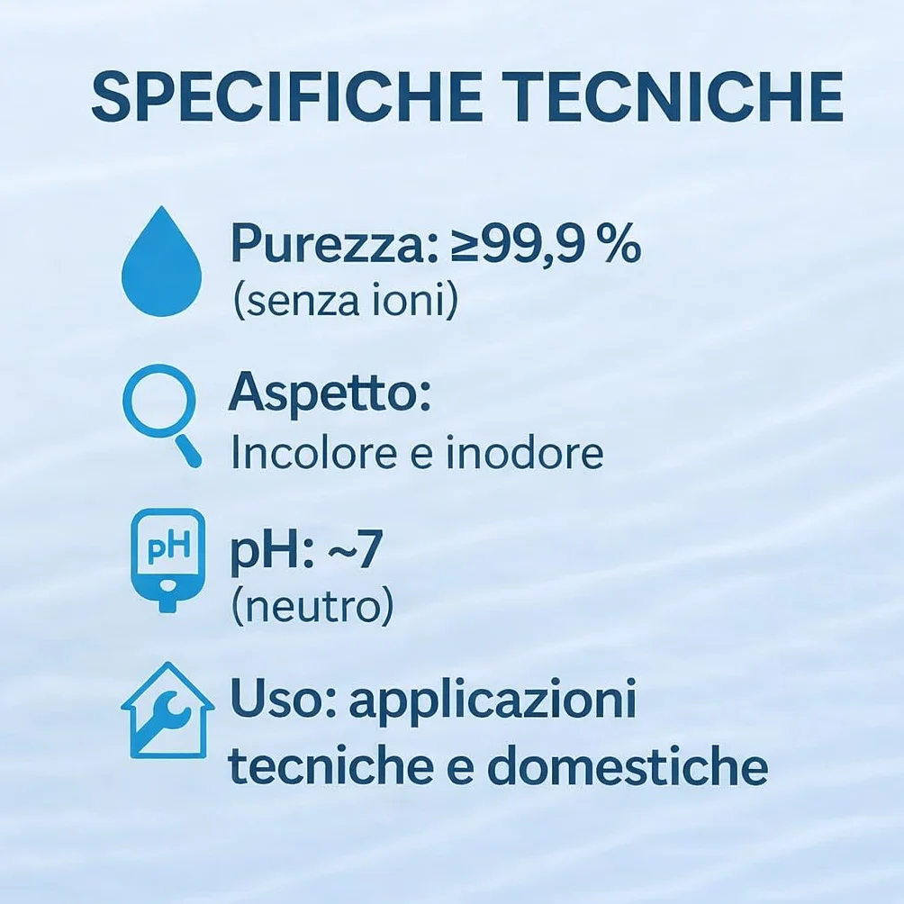 GiDeli Acqua demineralizzata 4 x 5 l per ferro da stiro, batterie, refrigeratore