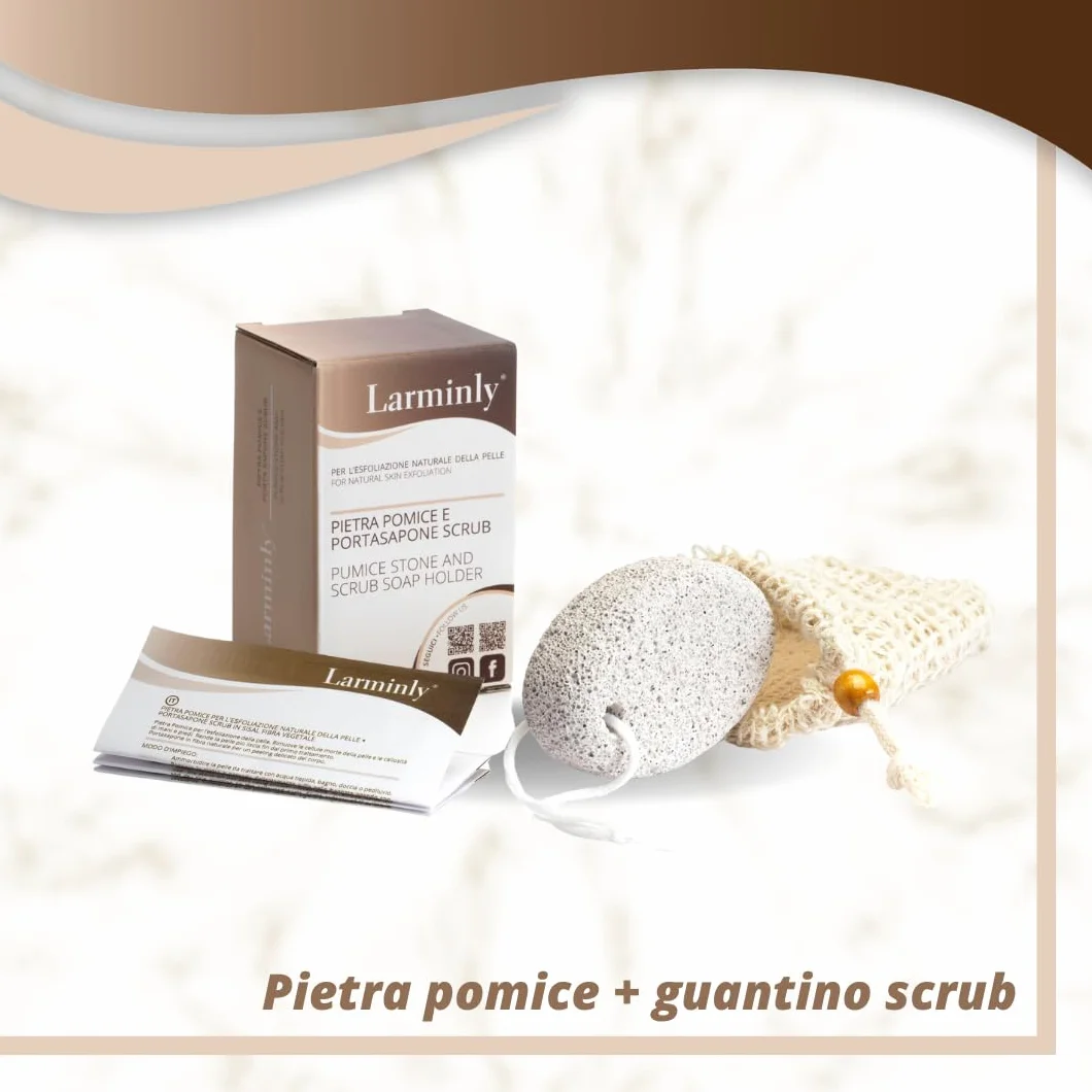 Pietra Pomice Origine Naturale per Piedi Rimuove Calli e Talloni Screpolati Pedicure Scrub Piedi Pulizia Talloni in kit con Guanto Scrub Corpo Sisal