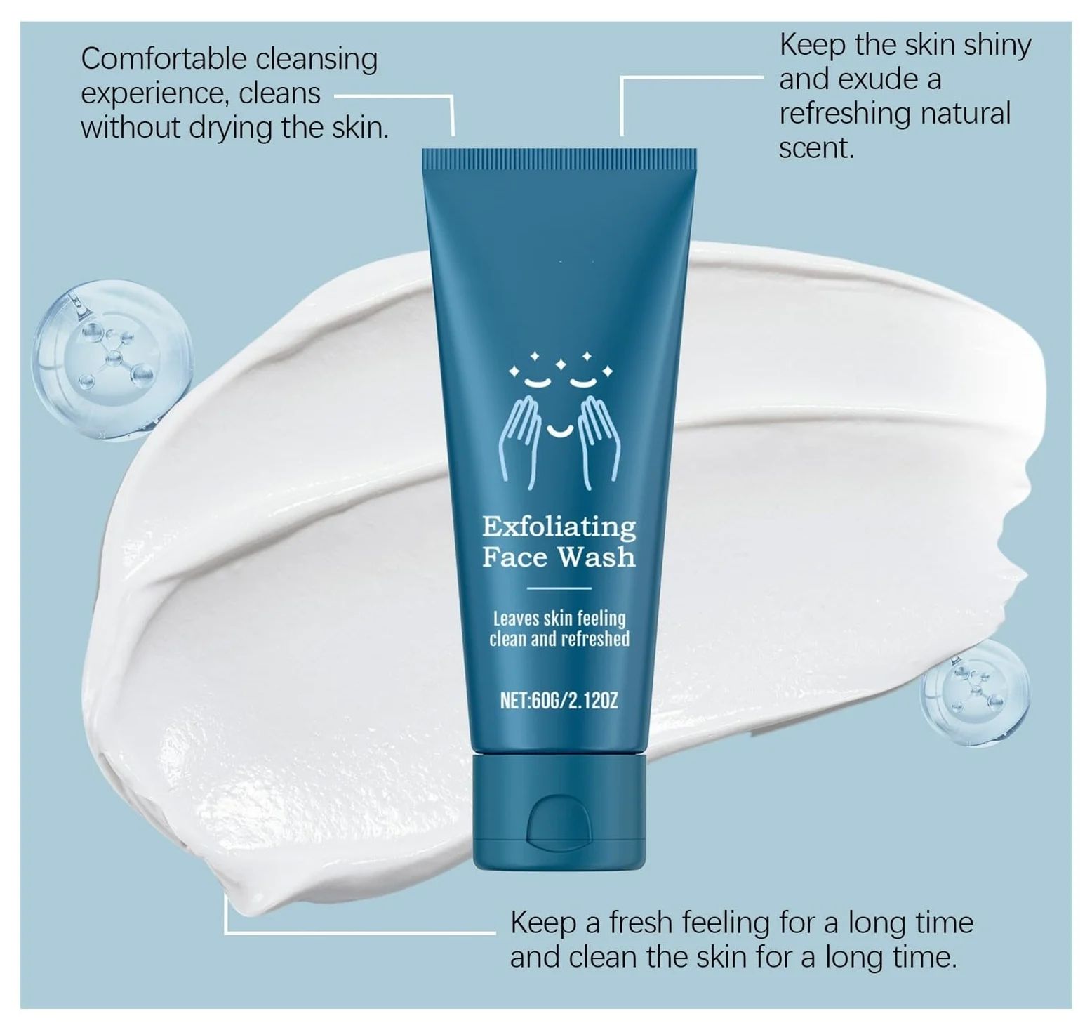 Detergente esfoliante for uomo da 60 g, deterge delicatamente la pelle, idrata e lascia una sensazione di freschezza(2pcs)