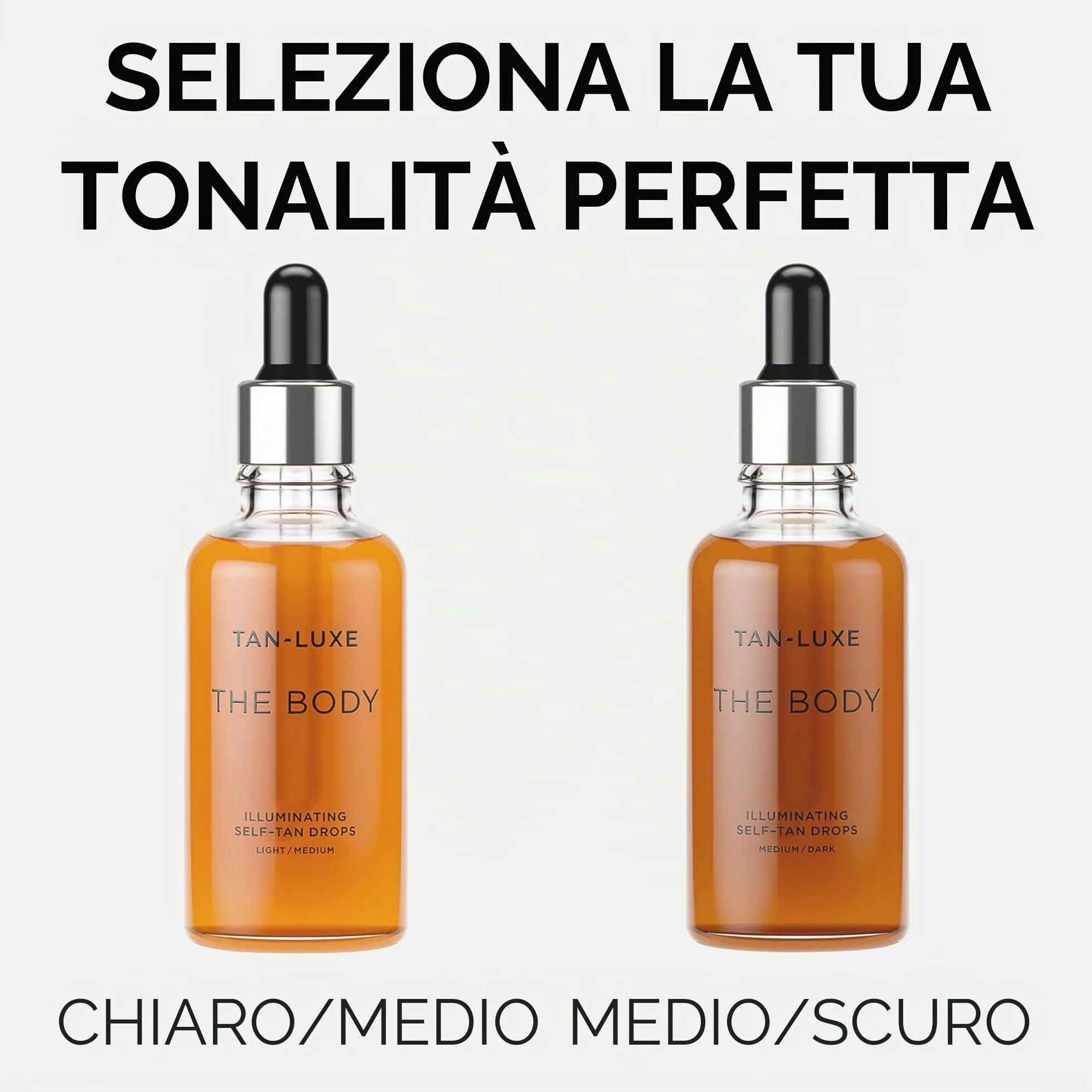 TAN-LUXE THE BODY - gocce di abbronzatura finte, medie (15 ml) aggiungono gocce abbronzanti alla cura della pelle per abbronzatura personalizzata del corpo, cruelty free e vegano