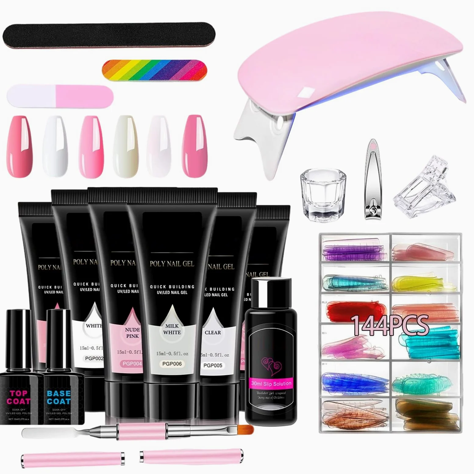 Kit Gel per Ricostruzione Unghie 6 Colori Leggeri | Smalto per Allungamento Unghie Donna Ideale per Viaggi, Casa, Ufficio, Scuola - Regalo per Fidanzata, Moglie, , Sorella,