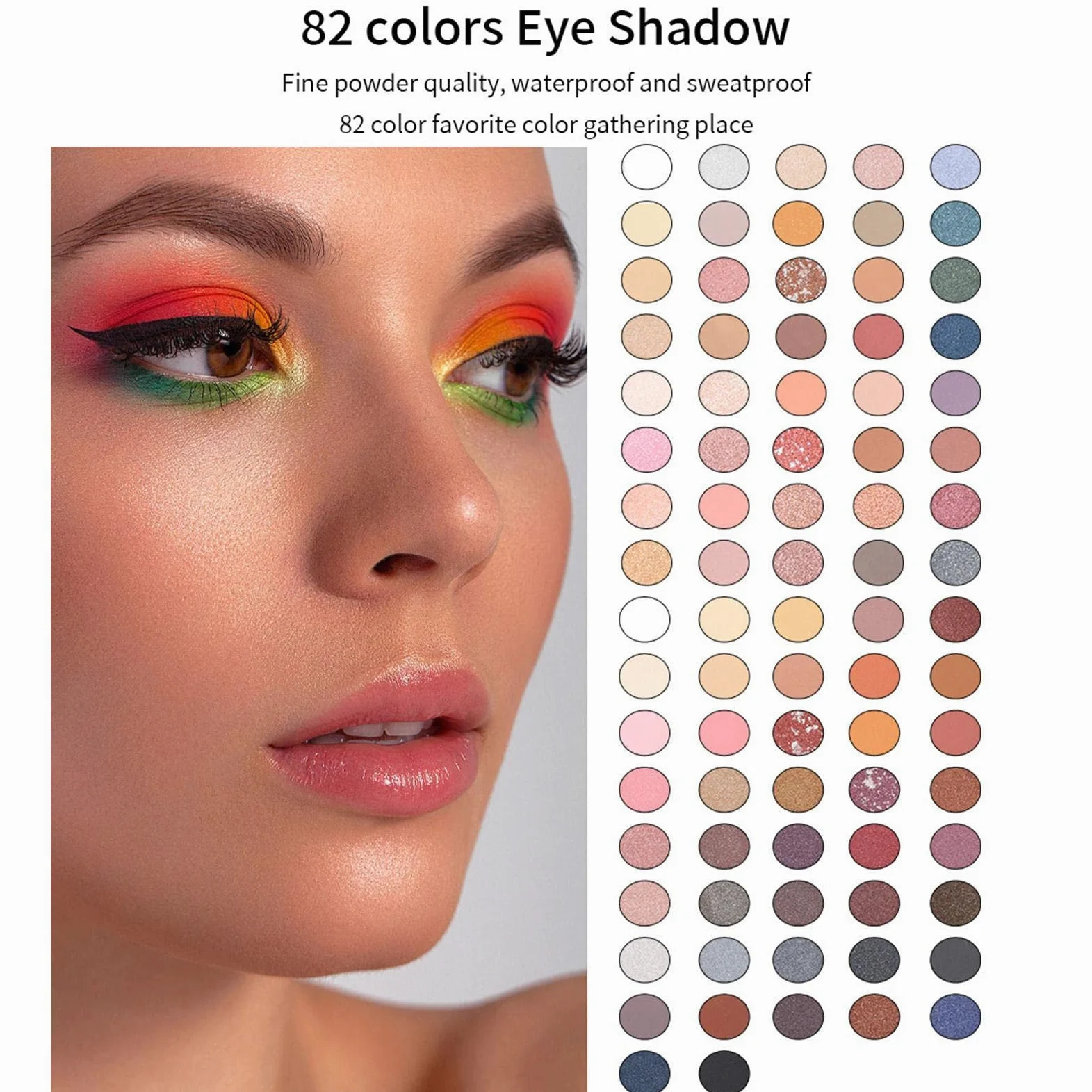 Palette di ombretti e pennelli, 82 colori multifunzionali, set di pennelli per gli occhi, palette professionale di ombretti glitterati