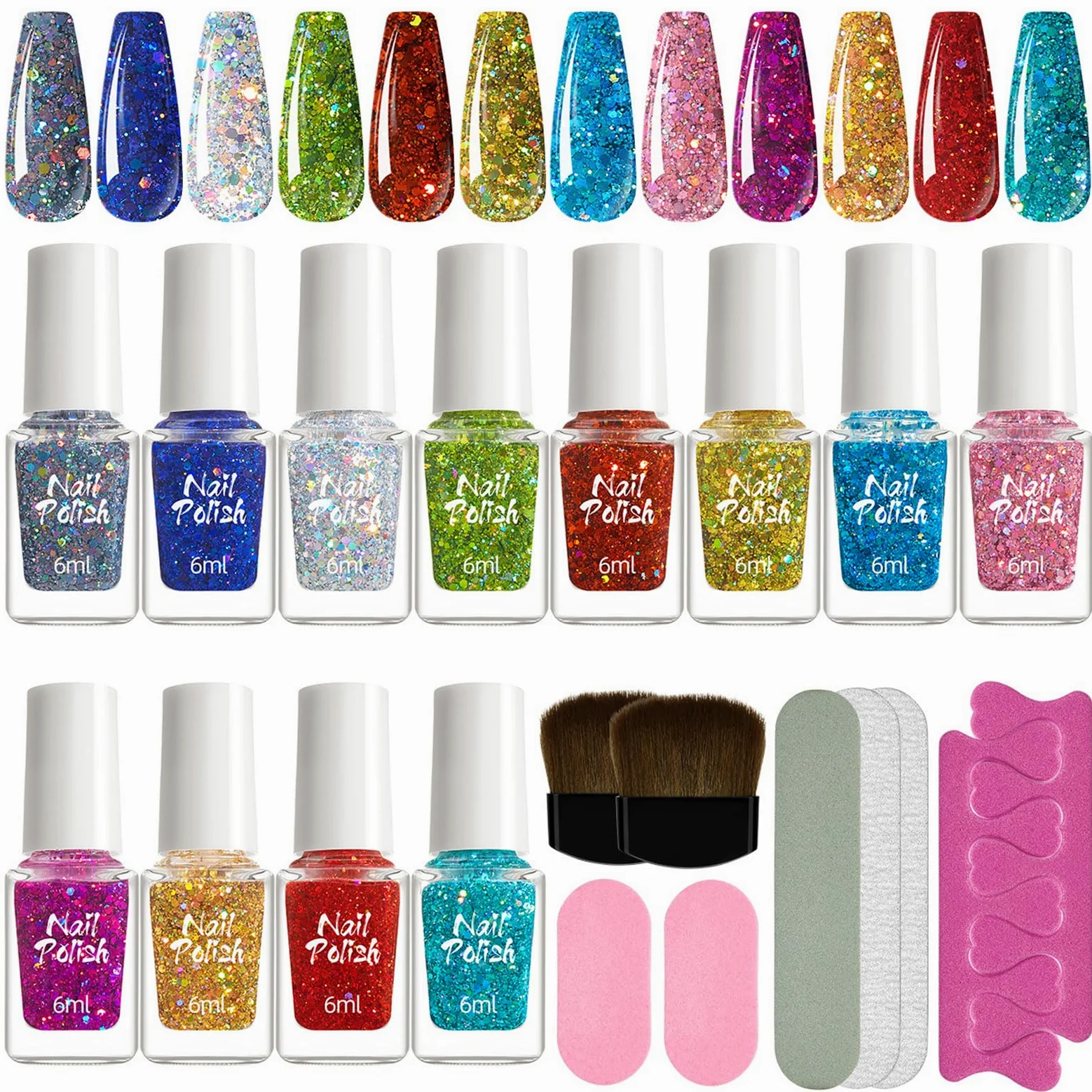 Set di 12 colori per unghie in gel con lima divisore per dita dei piedi, pennello per saloni di arte, accessori per casa, feste
