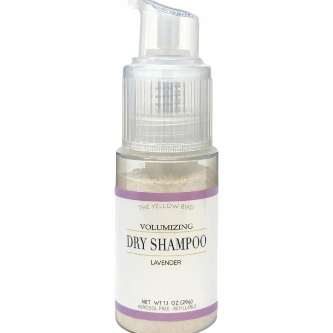 The Yellow Bird Shampoo secco in polvere naturale, spray con pompa senza spray, sano, rinfresca i capelli volumizzanti, per donne e uomini, ingredienti biologici, olio di lavanda profumato