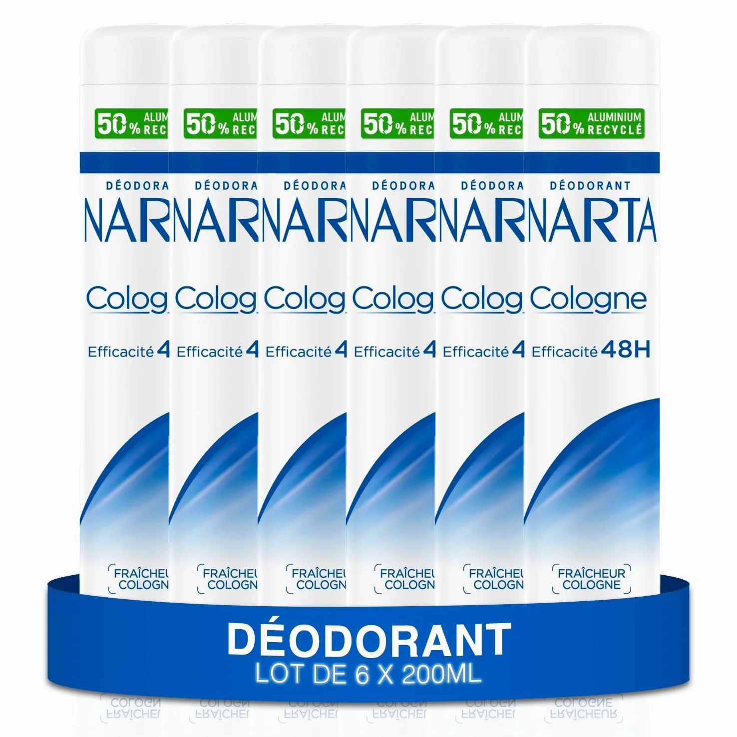 NARTA - Deodorante da donna – Colonia Spray Freschezza Efficienza 48 ore – Set di 6 x 200 ml