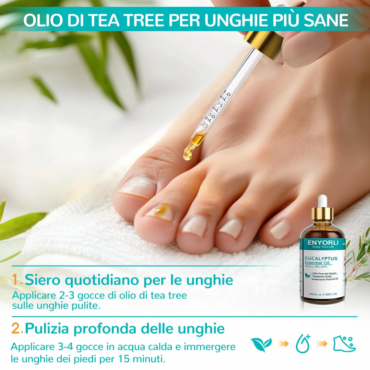 Tea Tree Olio Essenziale 100mL Naturale per Pelle Viso Capelli Unghie Aromaterapia