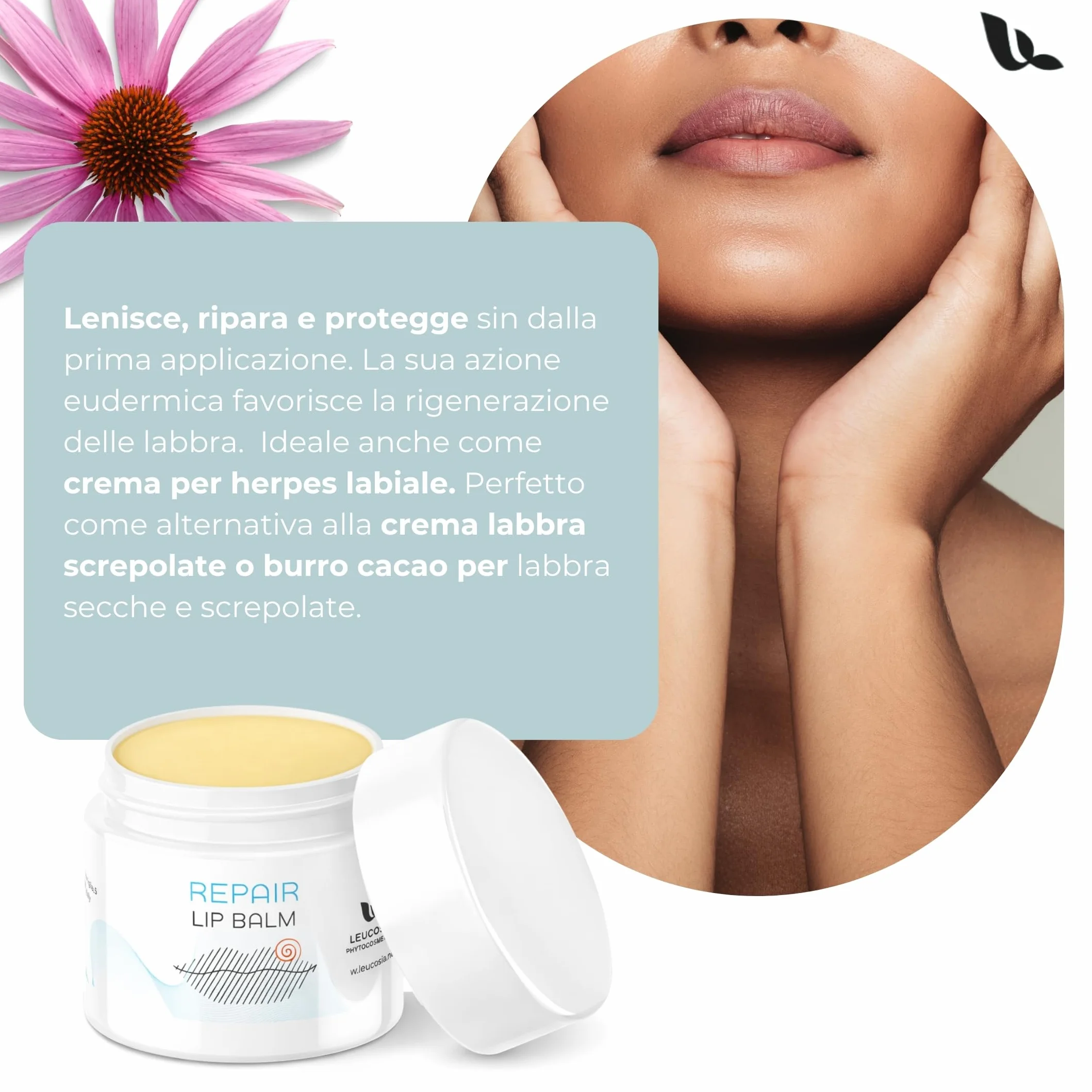 Repair Lip Balm 15ml per Herpes Labiale, Maschera Labbra Notte e Giorno, Balsamo Riparatore con Oli Naturali, Lip Mask per Labbra Screpolate, Secche