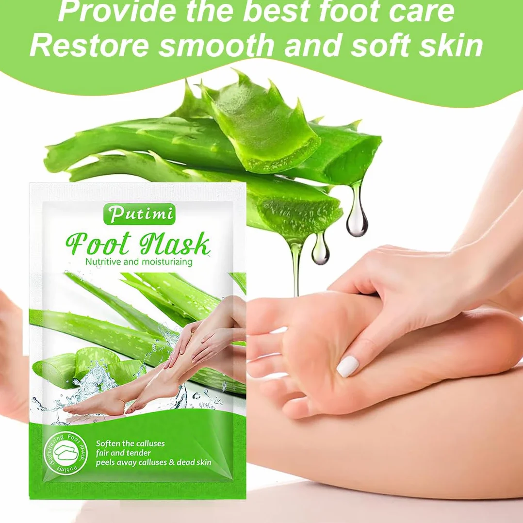 2 Paia Maschera Piedi Esfoliante Aloe ver, Maschera Esfoliante Piedi, Maschera Peeling Piedi, Rimozione Della Pelle Morta e Calli, Maschera per Piedi Efficace Cura dei Piedi i Scrub Piedi