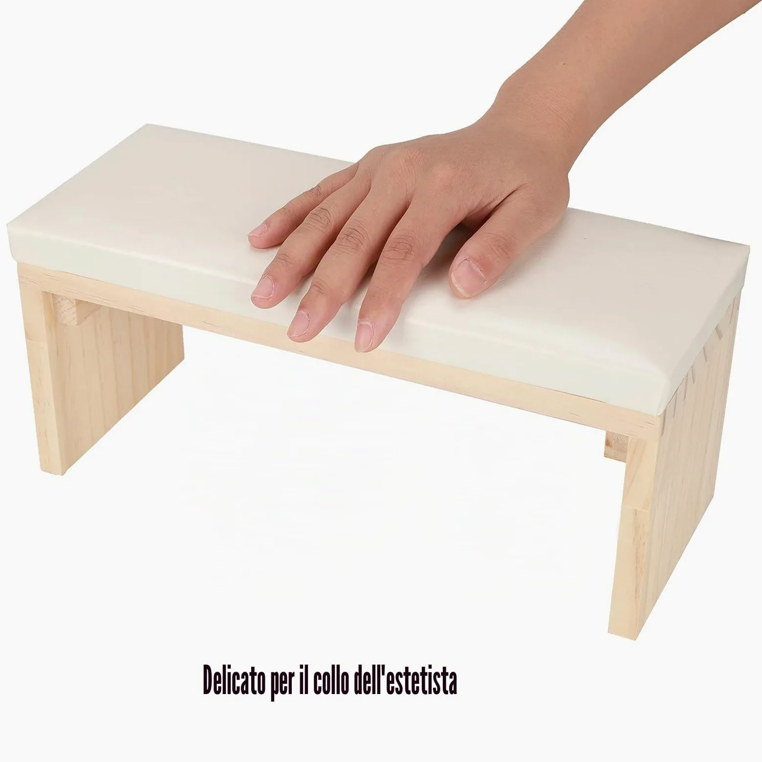 Cuscino per le Mani per Manicure Cuscino per Braccioli per Unghie in Pelle PU Poggiabraccia per Unghie con Staffa in Legno per Uso Domestico e Salone per Manicure(Bianco)