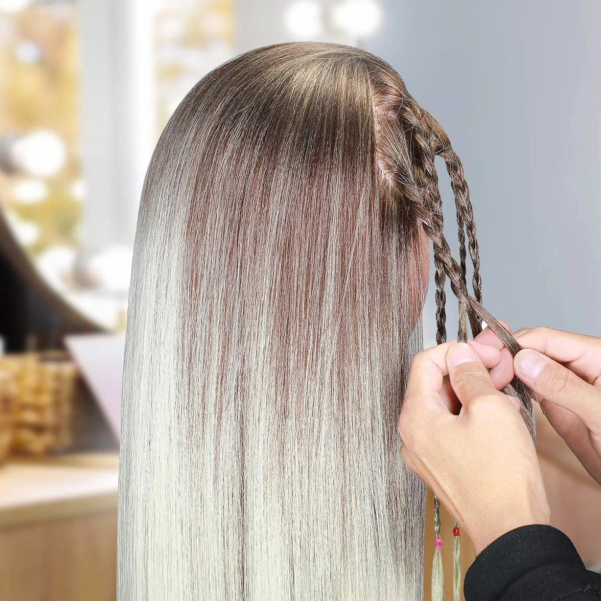 Testina Parrucchiere 26" Capelli Sintetici Morbidi con Staffa e Accessori