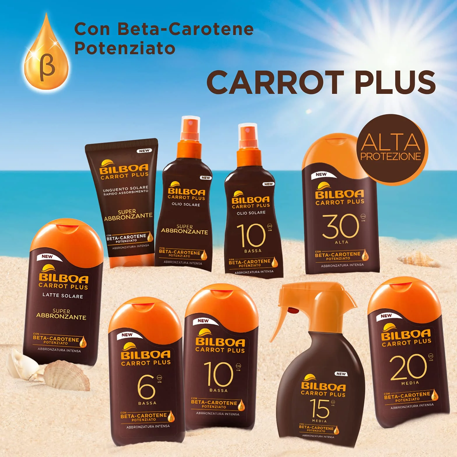 Bilboa Carrot Plus, Olio Solare Spray SPF 10, Olio Abbronzante Corpo, Formula con Betacarotene per una Abbronzatura Intensa e Duratura, Resistente all'Acqua, Dermatologicamente Testato, 200 ml